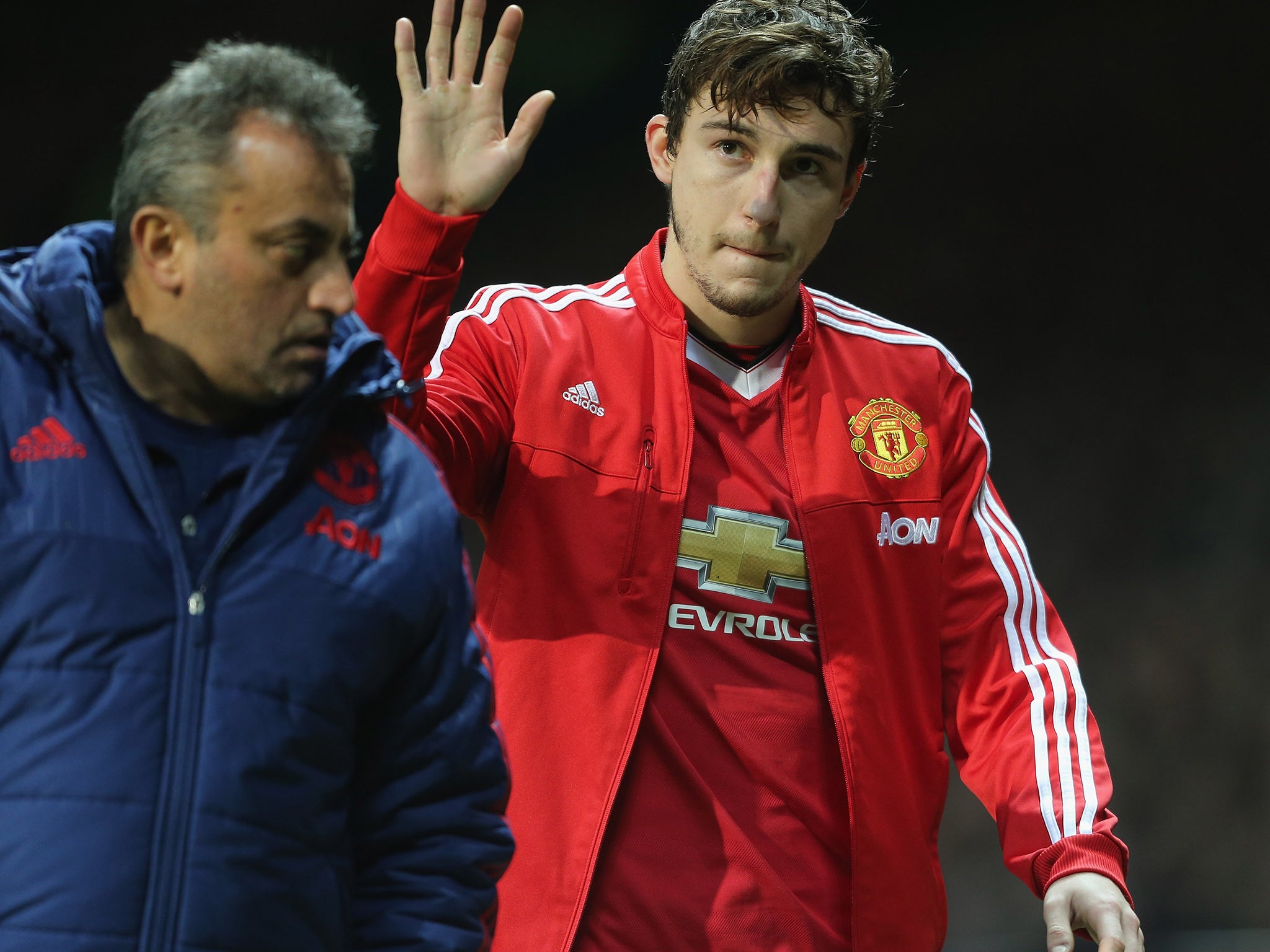 
Darmian was able to wave to the fans as he left the pitch