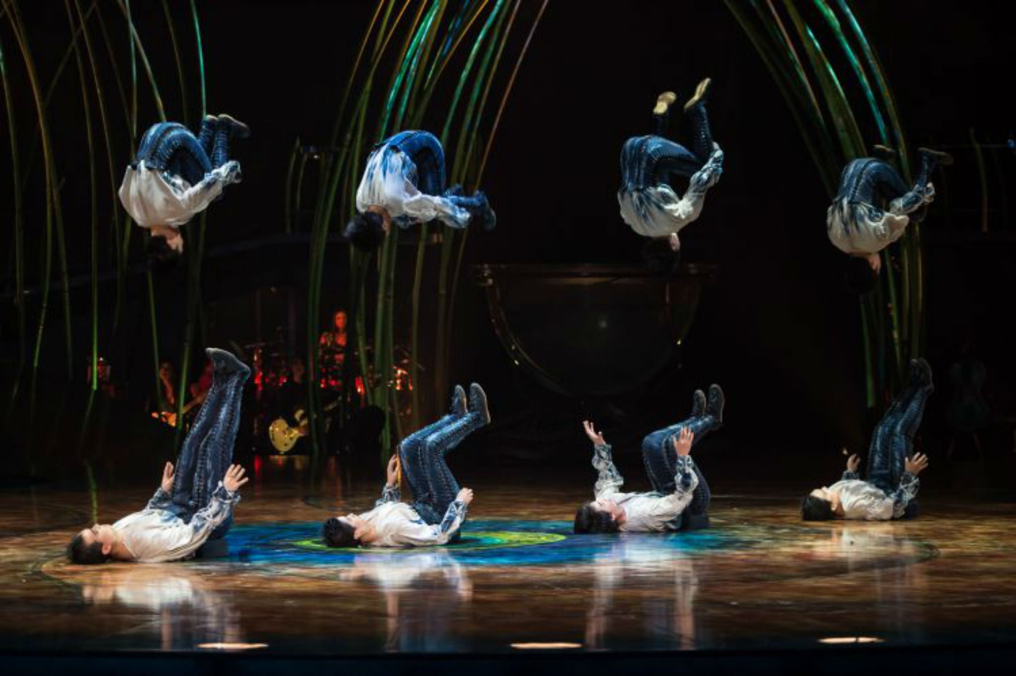 &#13;
Acrobats in the final scene of Cirque du Soleil's 'Amaluna' at London's Royal Albert Hall &#13;