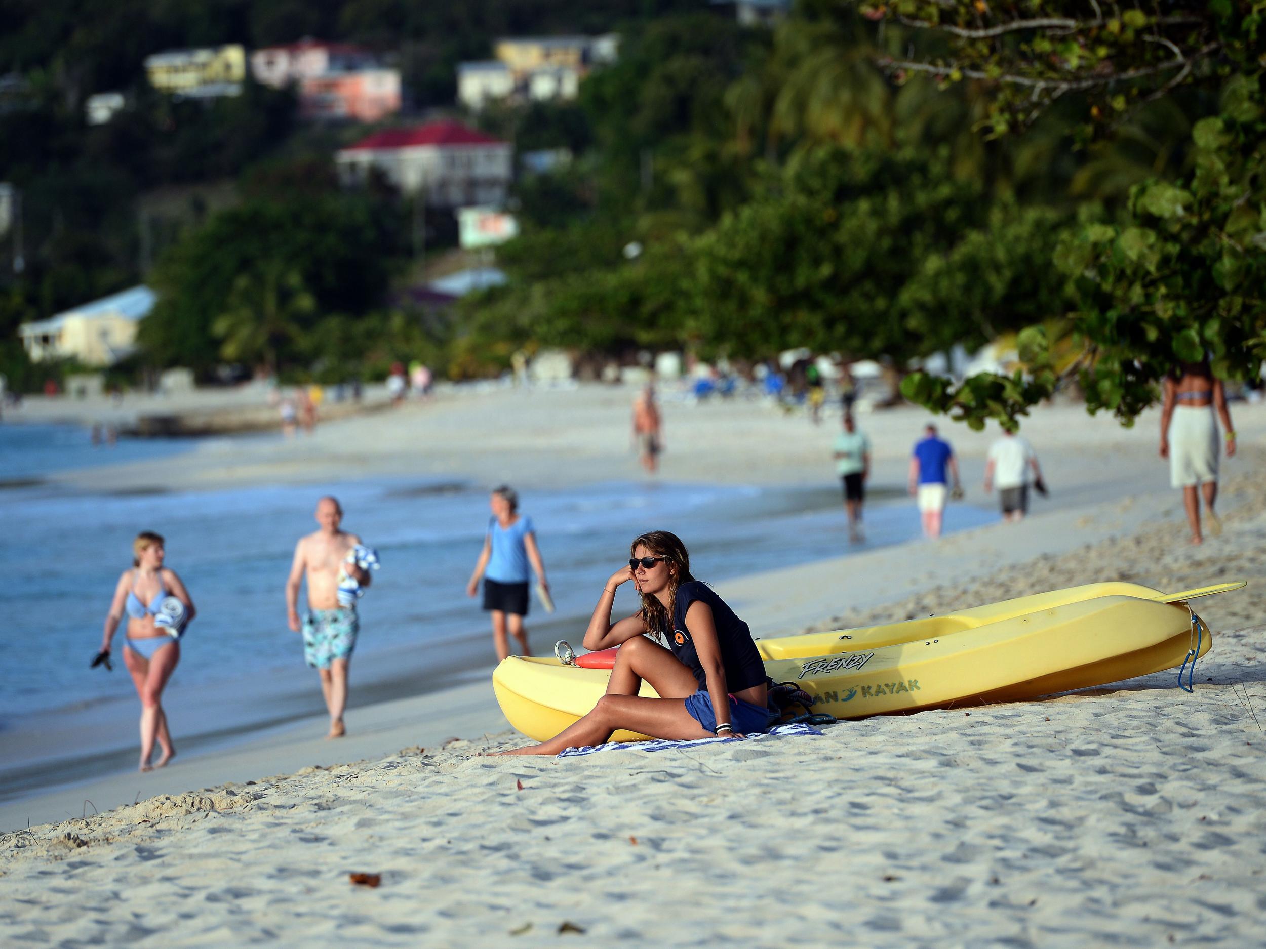 The victim and her husband were attacked less than half a mile from the world-famous La Sagesse beach (pictured) - where dozens of holidaymakers would have been sunbathing