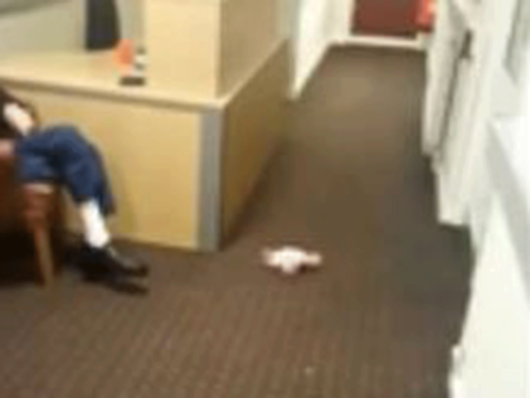 A carer throws the doll at the feet on one of the residents, many of whom have dementia