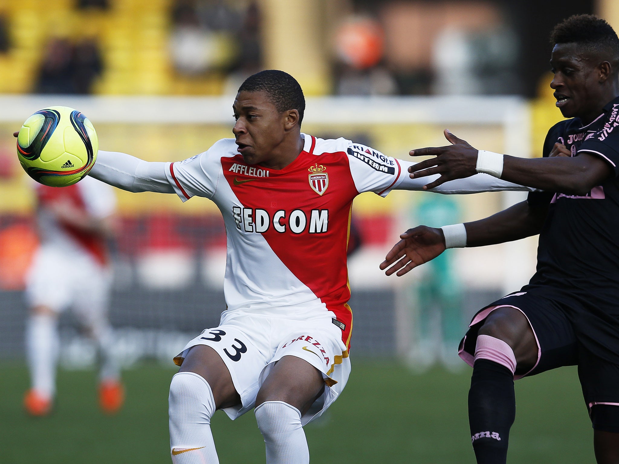 Kylian Mbappe in action for Monaco