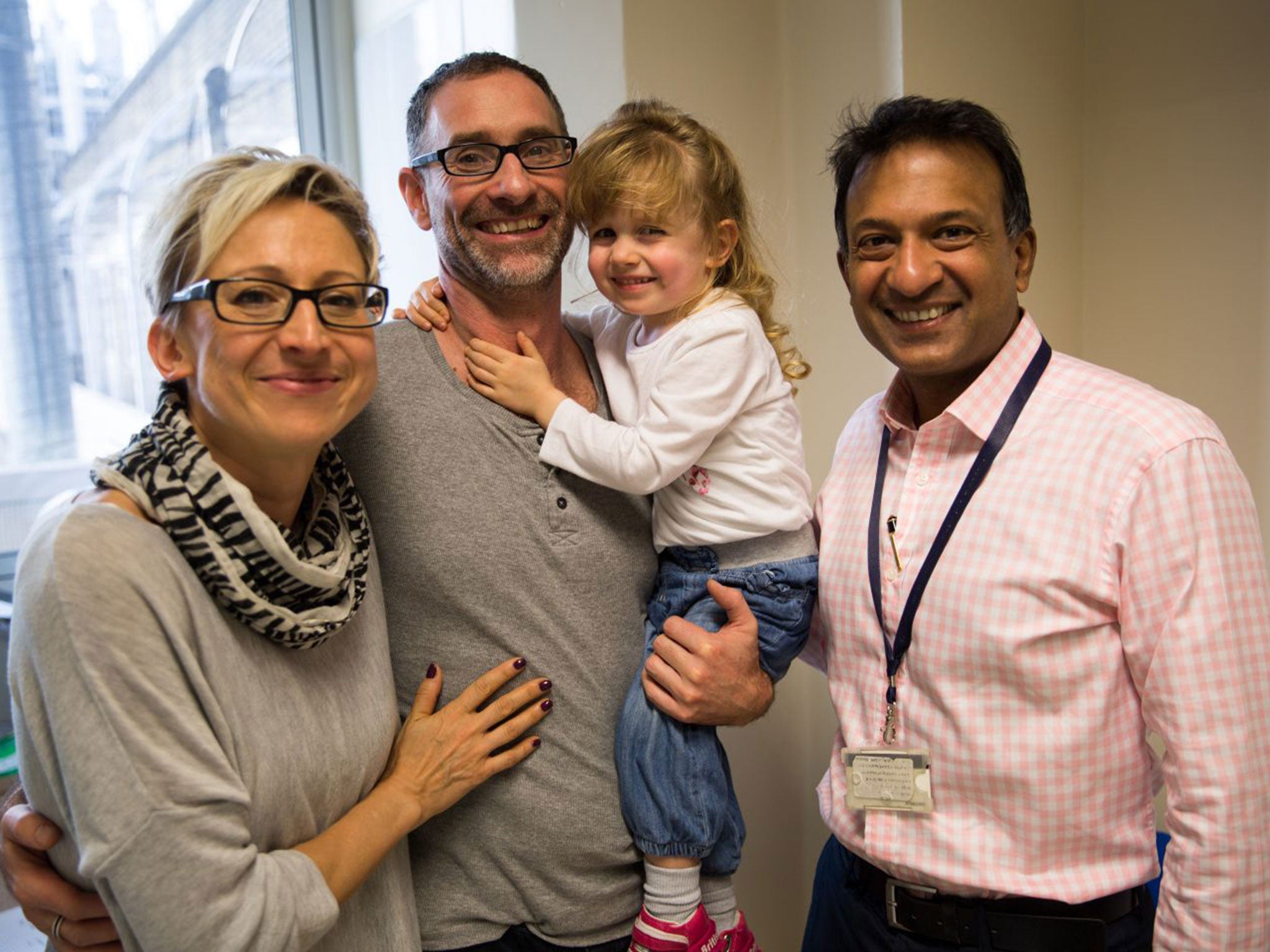 Nina Warnell with her mother and father, Aga and Graeme, and Professor Bobby Gaspar, right, who will head the new Zayed Centre