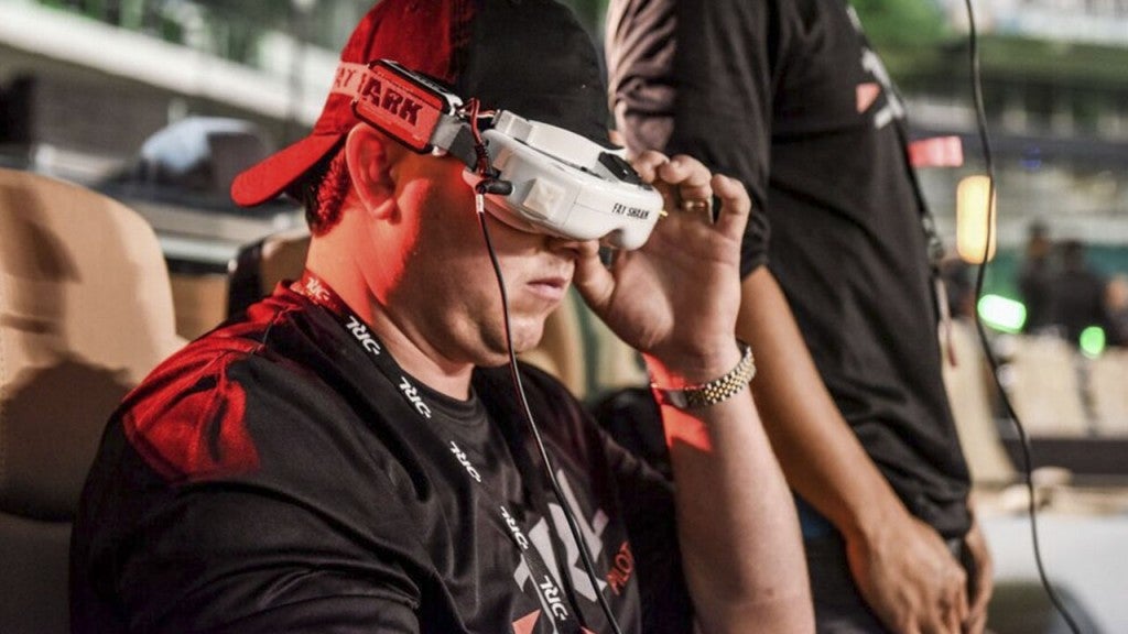 Drone pilots use video goggles to get a first-person view from their drone as it flies (Pic: The Drone Racing League)