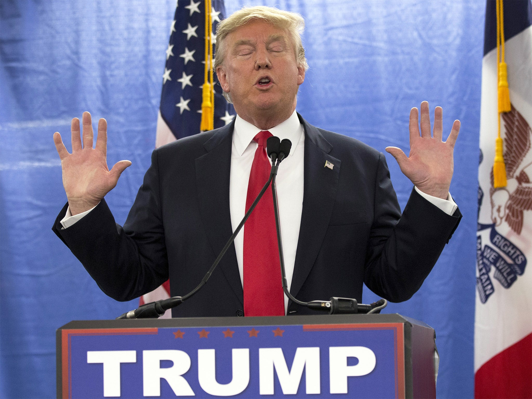 Donald Trump speaking in Marshalltown, Iowa, earlier this week