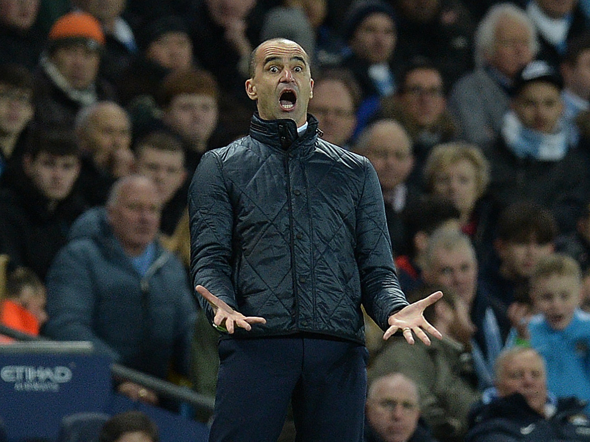 Roberto Martinez reacts on the touchline