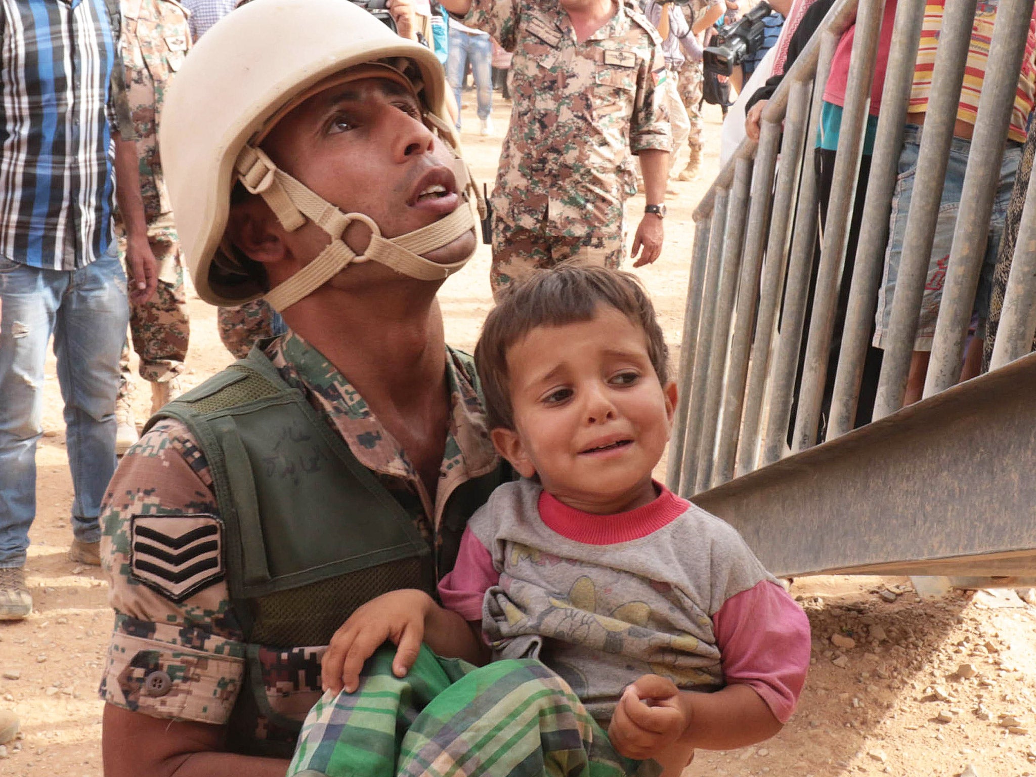 A Syrian family at a refugee camp in Jordan