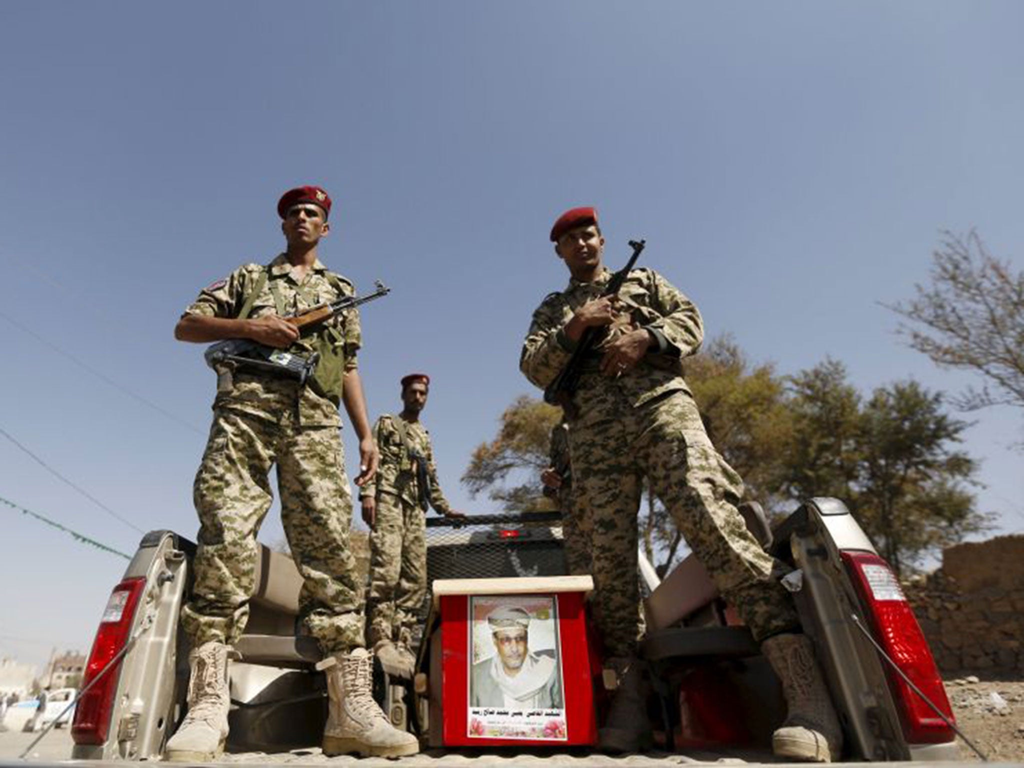 Houthi militants in Yemen's capital Sanaa earlier this month