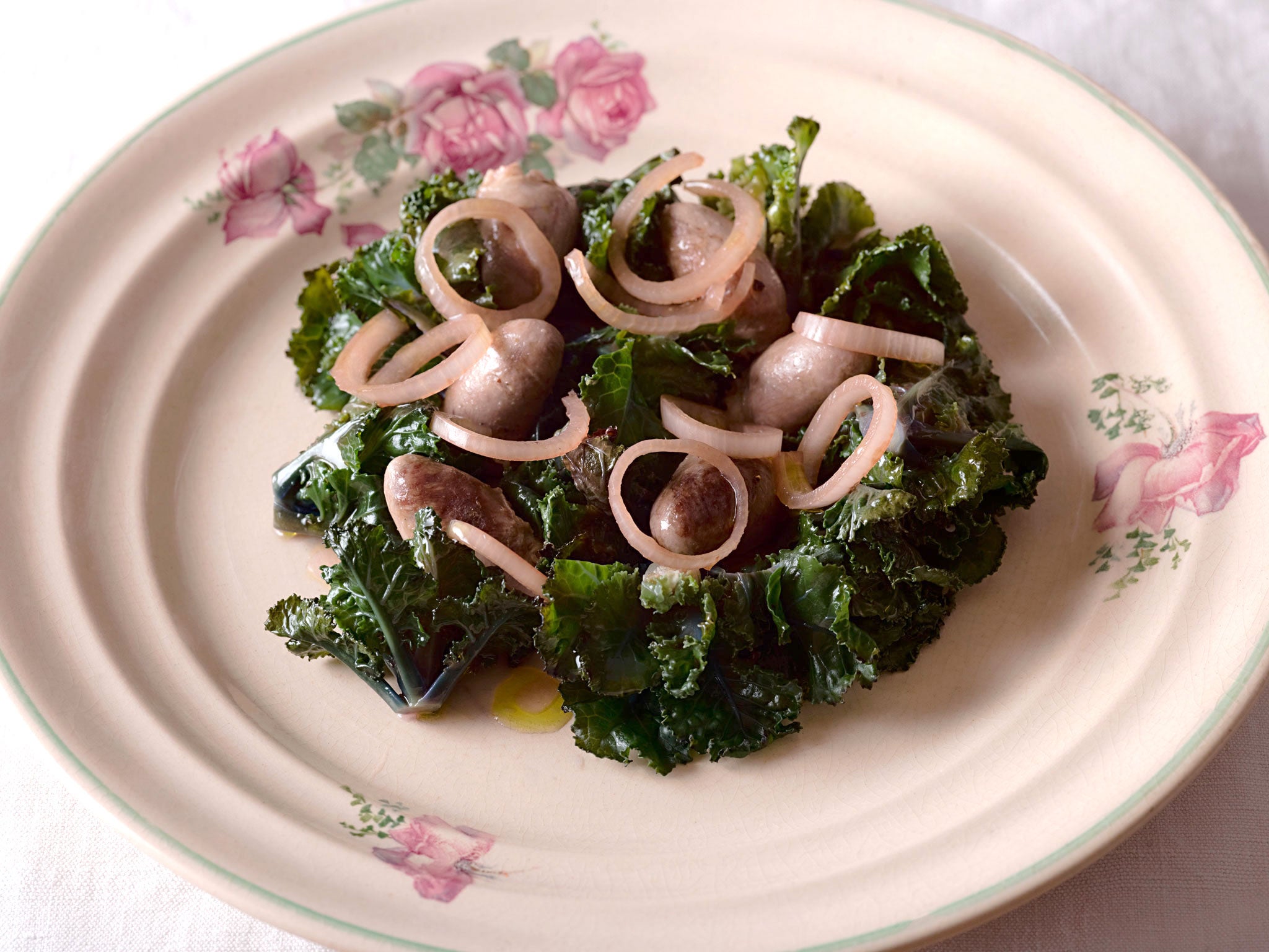 Flowering sprout heart and duck's heart salad