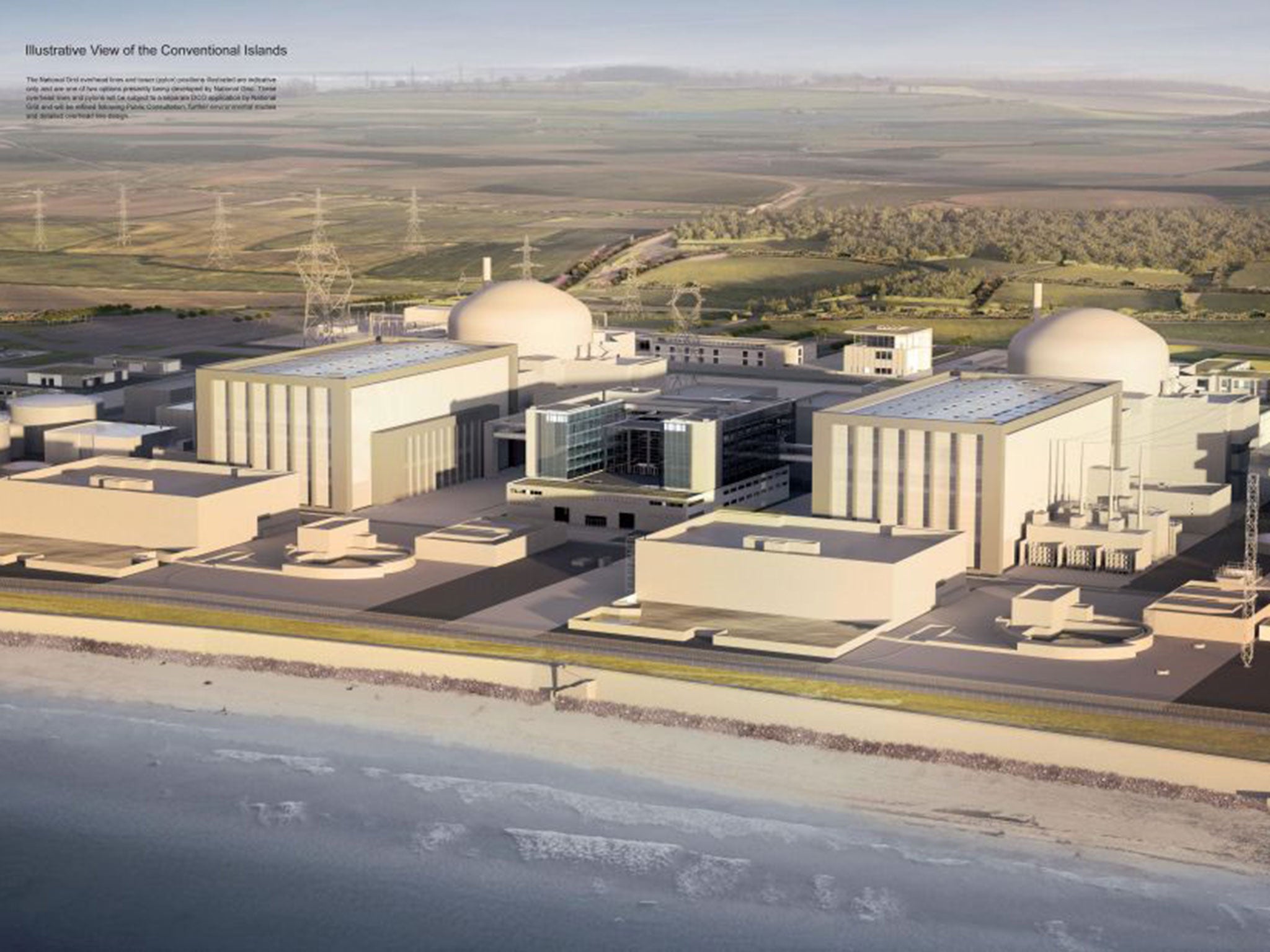 It was supposed to be generating by next year, but Hinkley Point C – shown in this artist’s impression – is still awaiting the green light (PA)