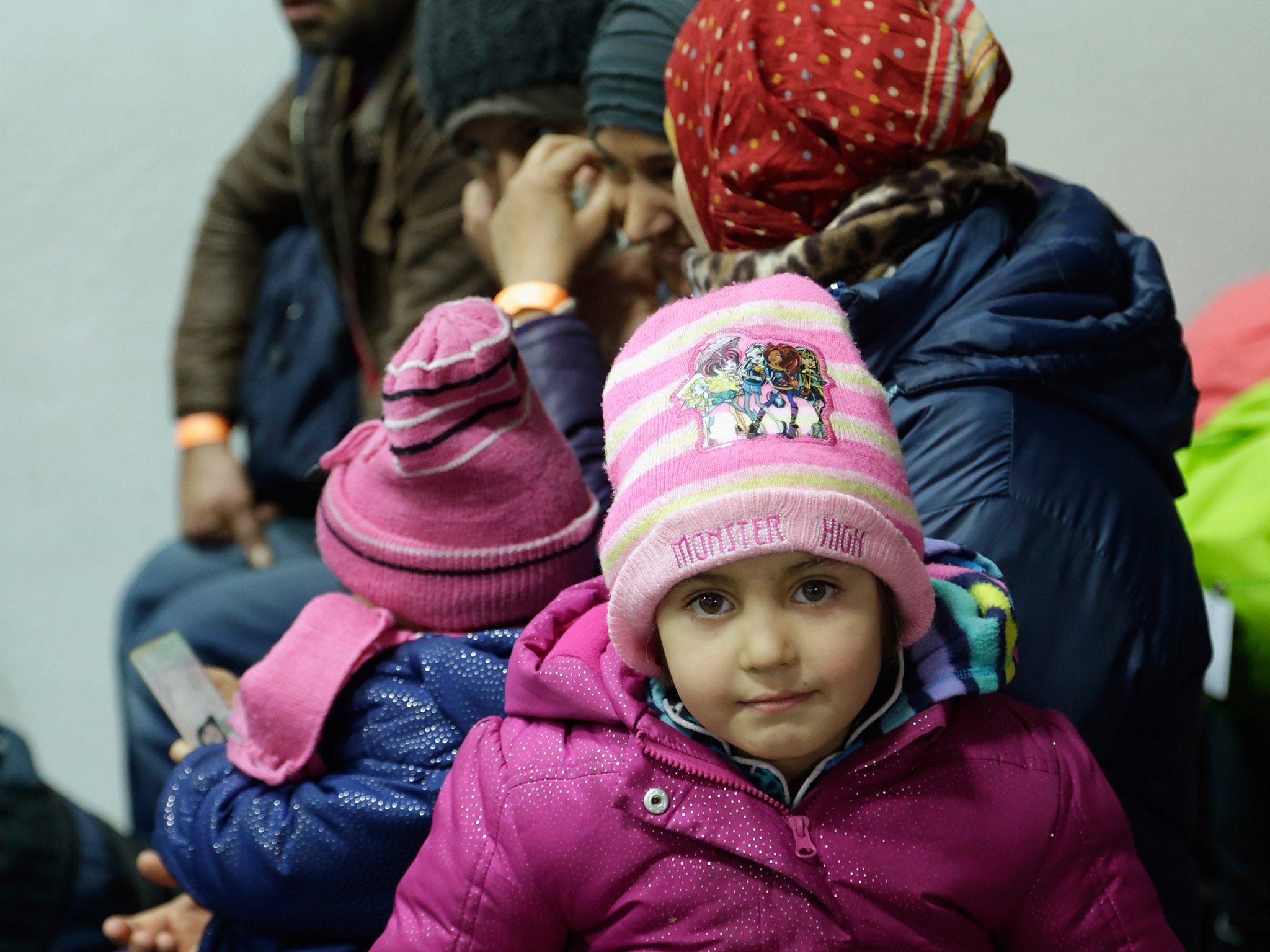 Refugees waiting to be processed in Passau Germany. Approximately 700 people have been arriving over the Austrian border every day this week