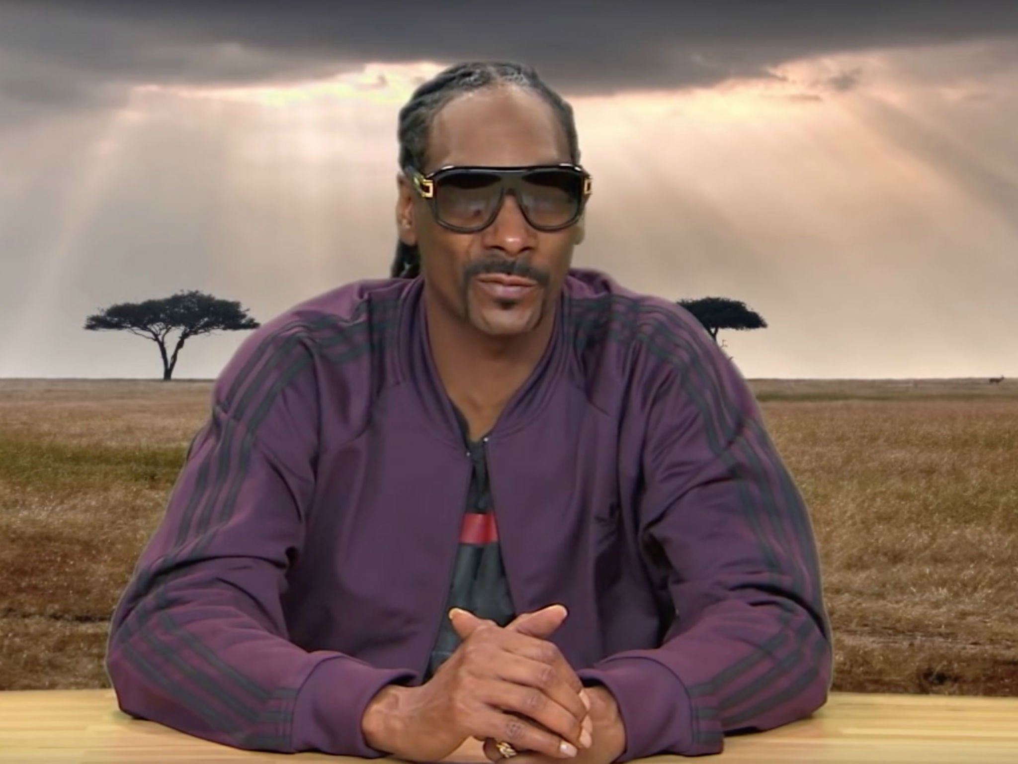 Snopp Dogg presenting 'Plizzanet Earth' on Jimmy Kimmel Live