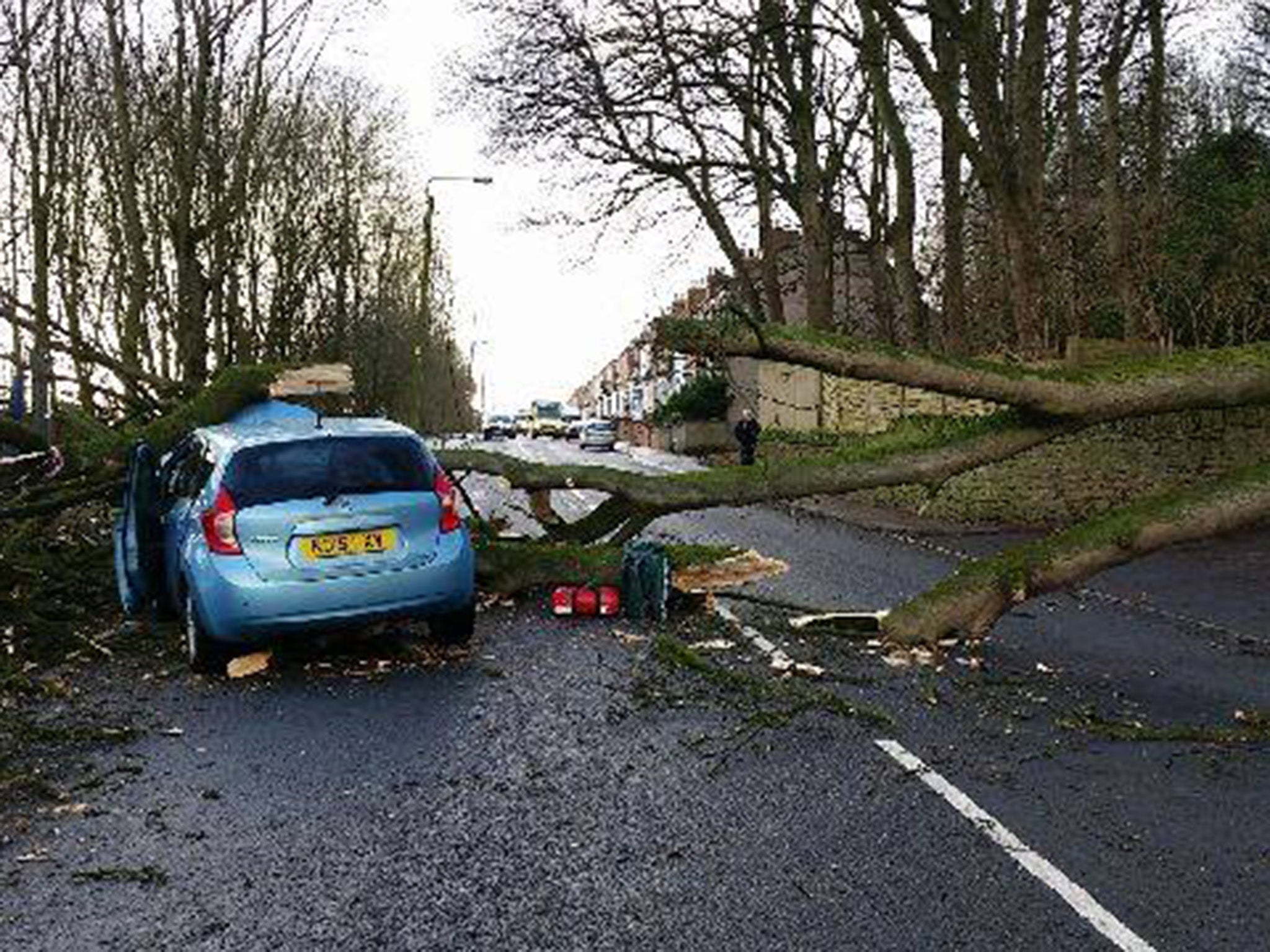 The driver and her daughter had a narrow escape.