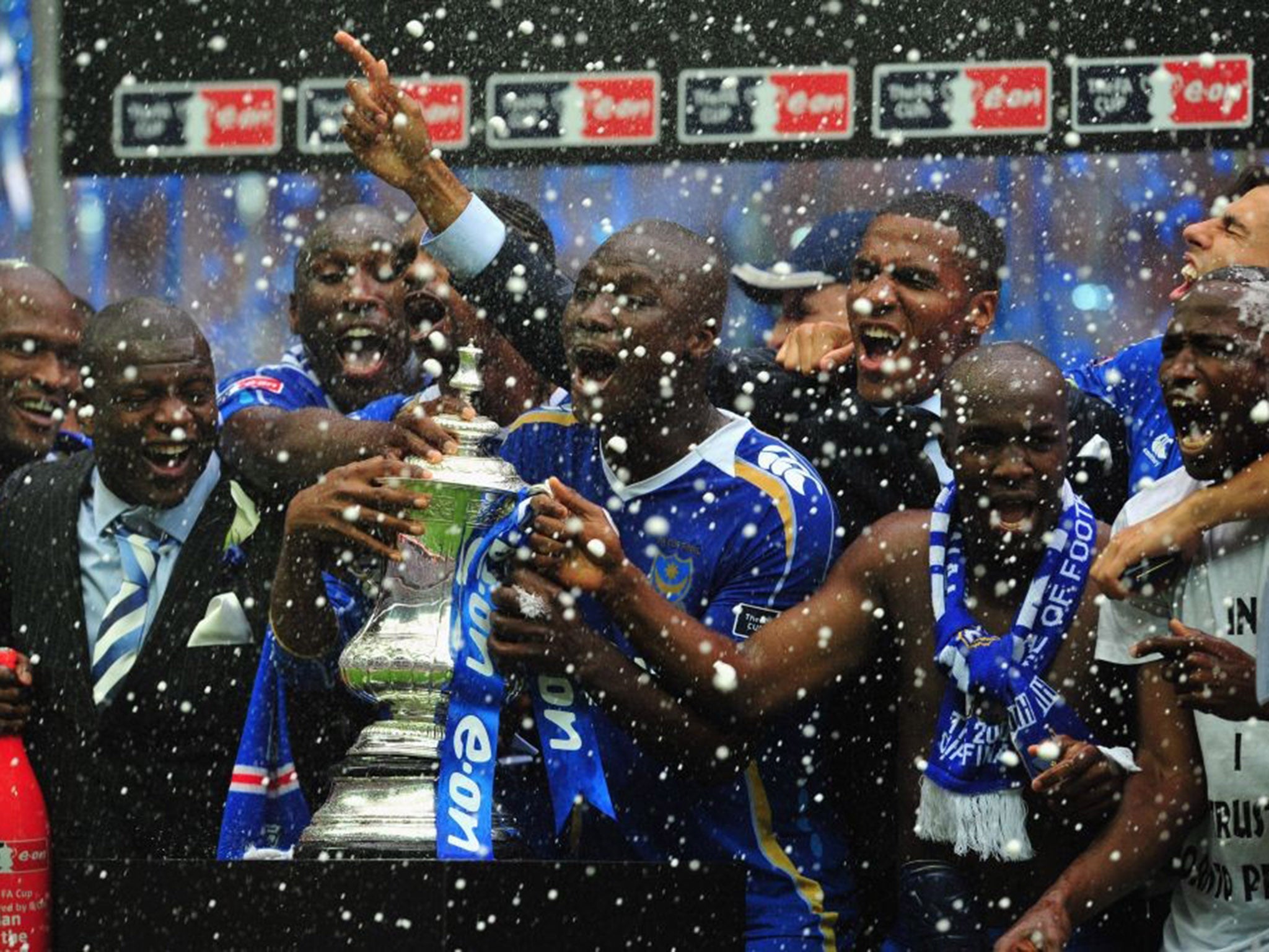 Portsmouth celebrate after winning the FA Cup in 2008