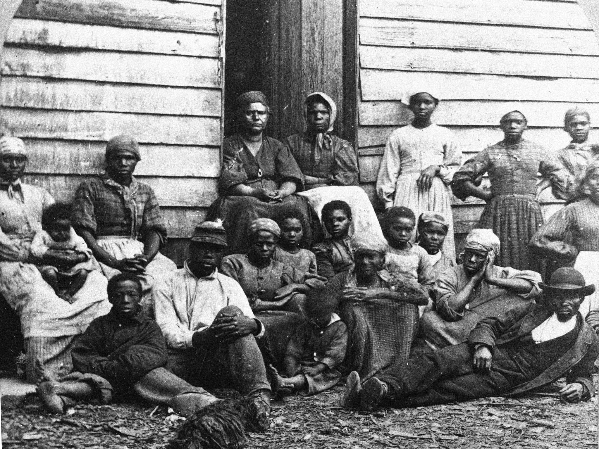 Escaped slaves - who were emancipated when they reached the North - in the mid-1860s in Freedman's Village, Virginia