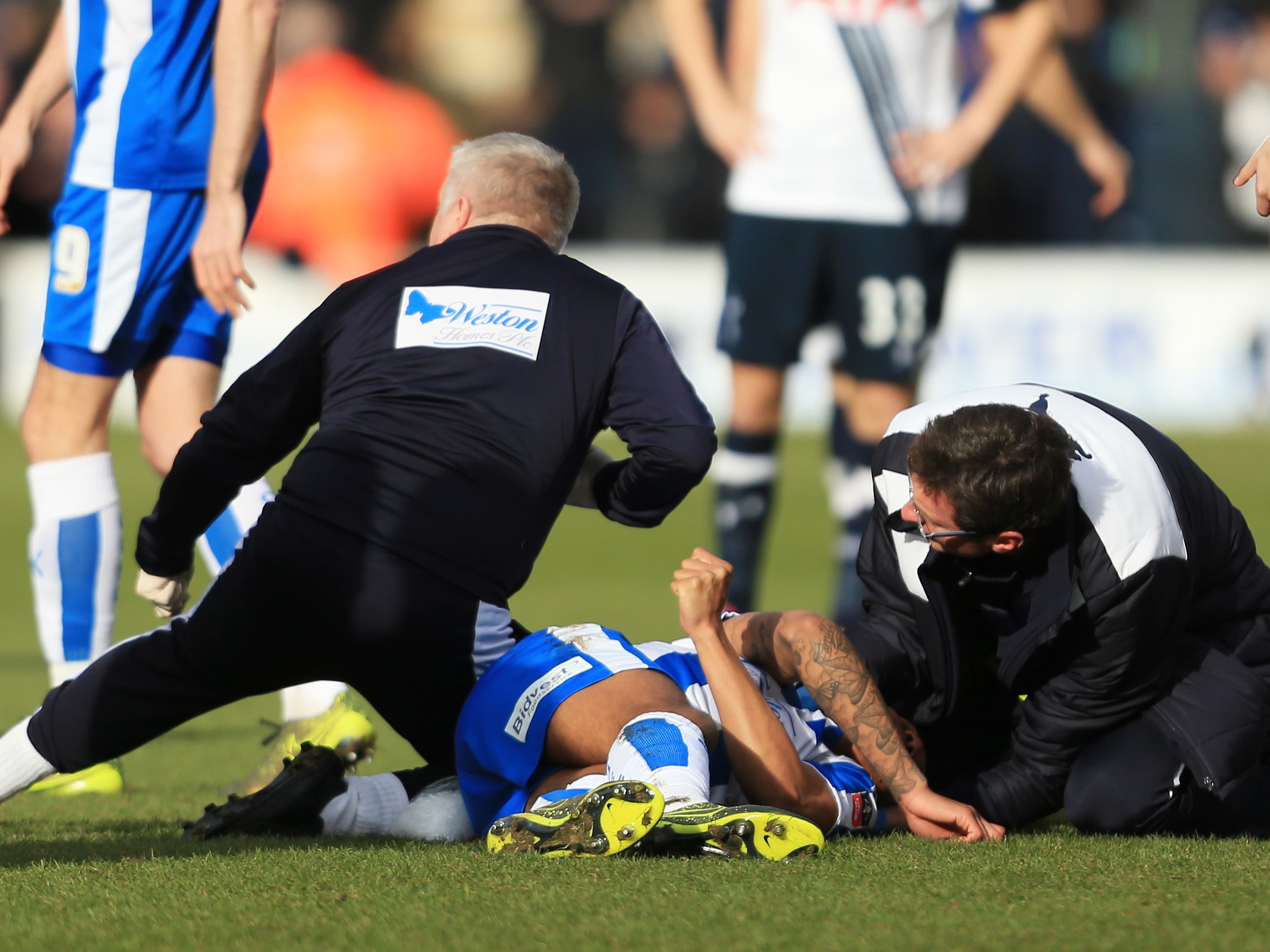 Wynter is treated on the pitch