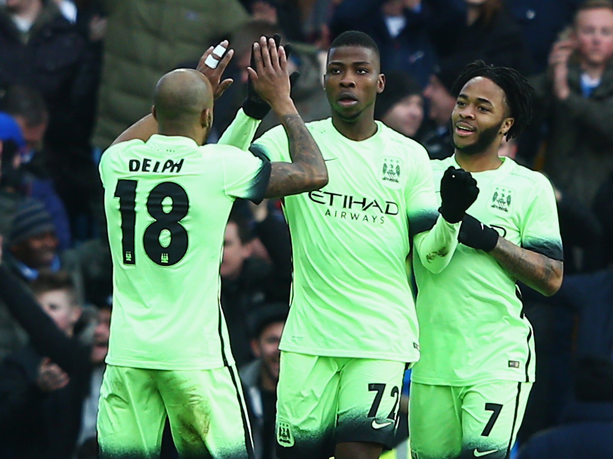 Kelechi Iheanacho celebrates opening the scoring