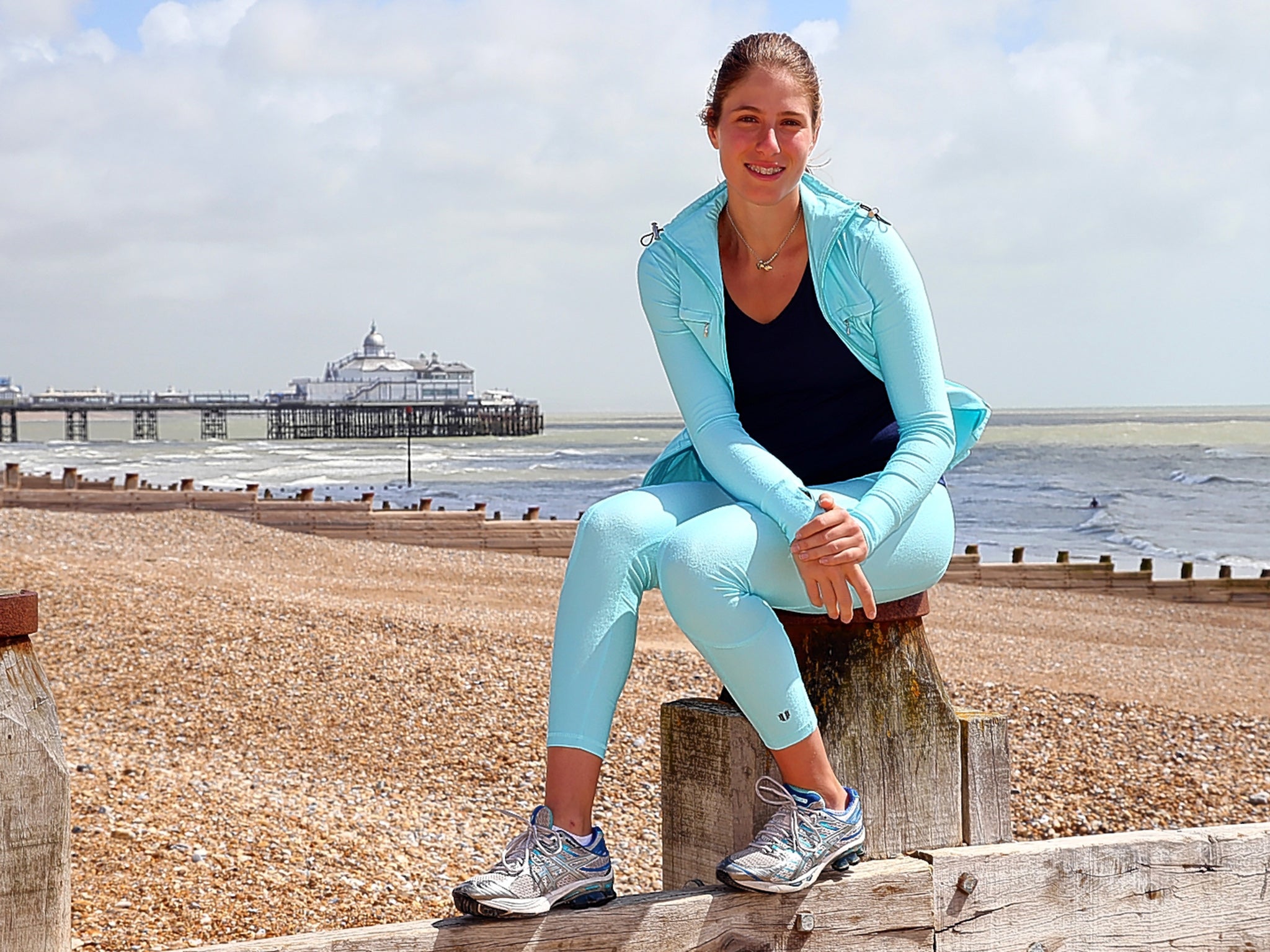 Johanna Konta on the beach in Eastbourne