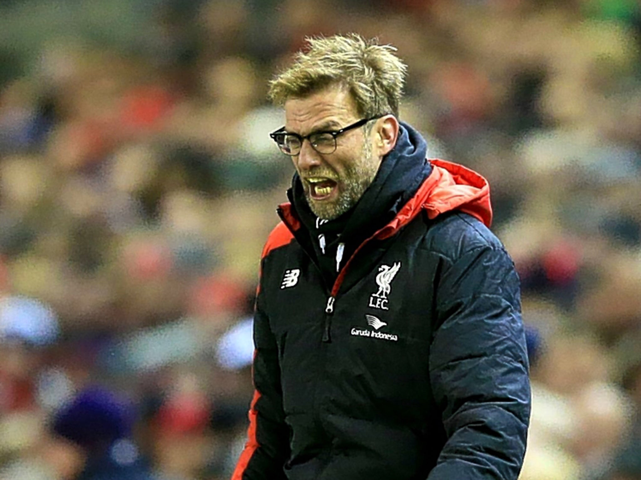 Jürgen Klopp looks on in frustration