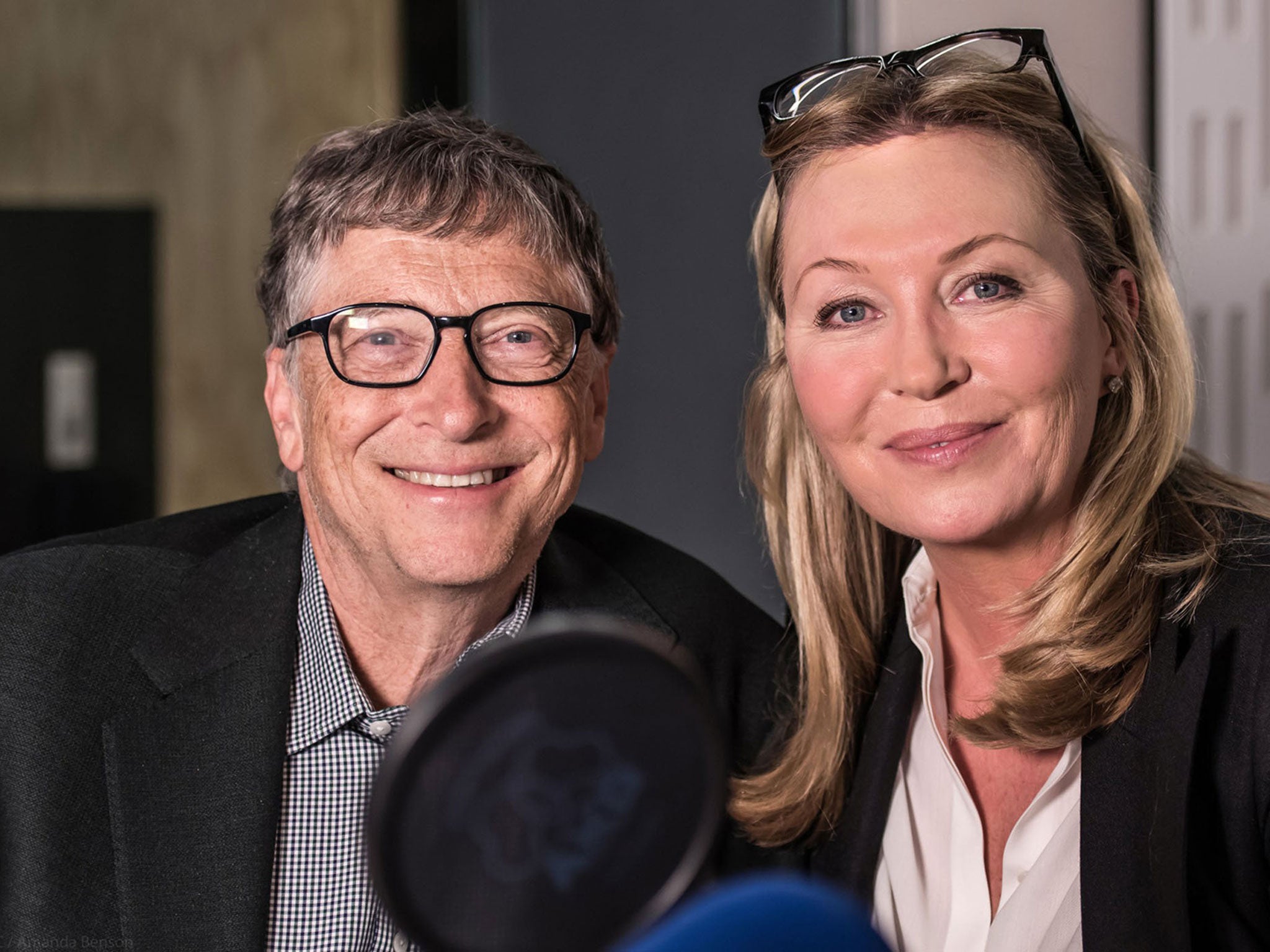 Bill Gates with former ‘Desert Island Discs’ presenter Kirsty Young