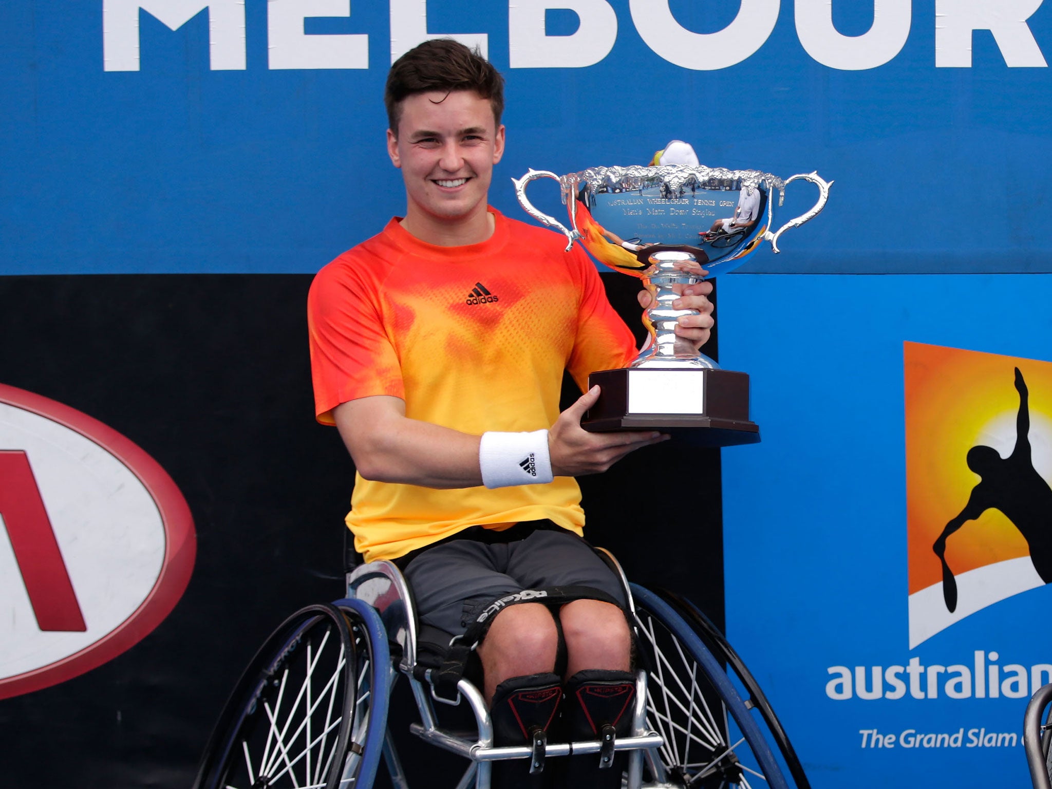 Victorious Gordon Reid with the Australian Open trophy