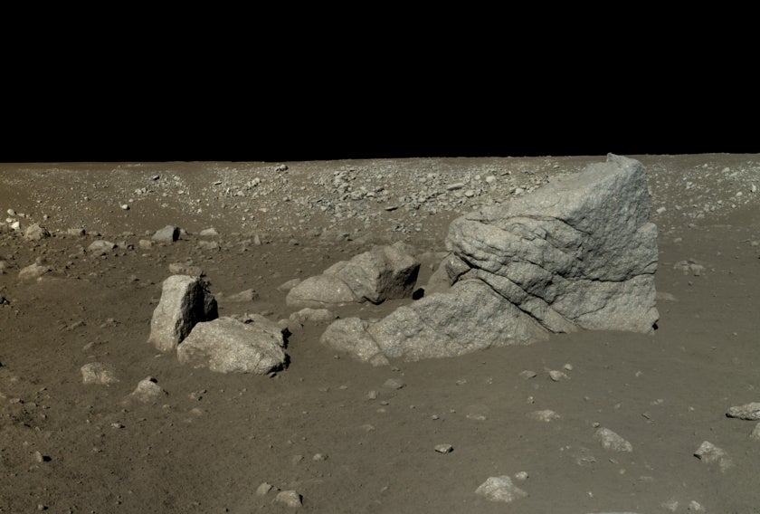 A rock formation captured by the rover which scientists later named 'Pyramid Rock' (Pic: Chinese Academy of Sciences/China National Space Administration/The Science and Application Center for Moon and Deepspace Exploration/Emily Lakdawalla)