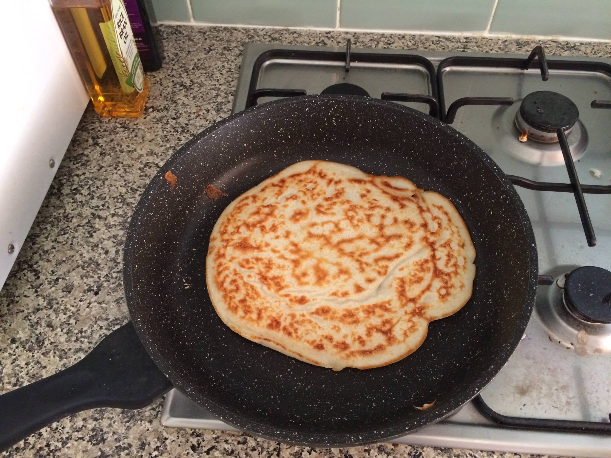 Mr Taylor cooked this potato pancake using potatoes and a little potato flour