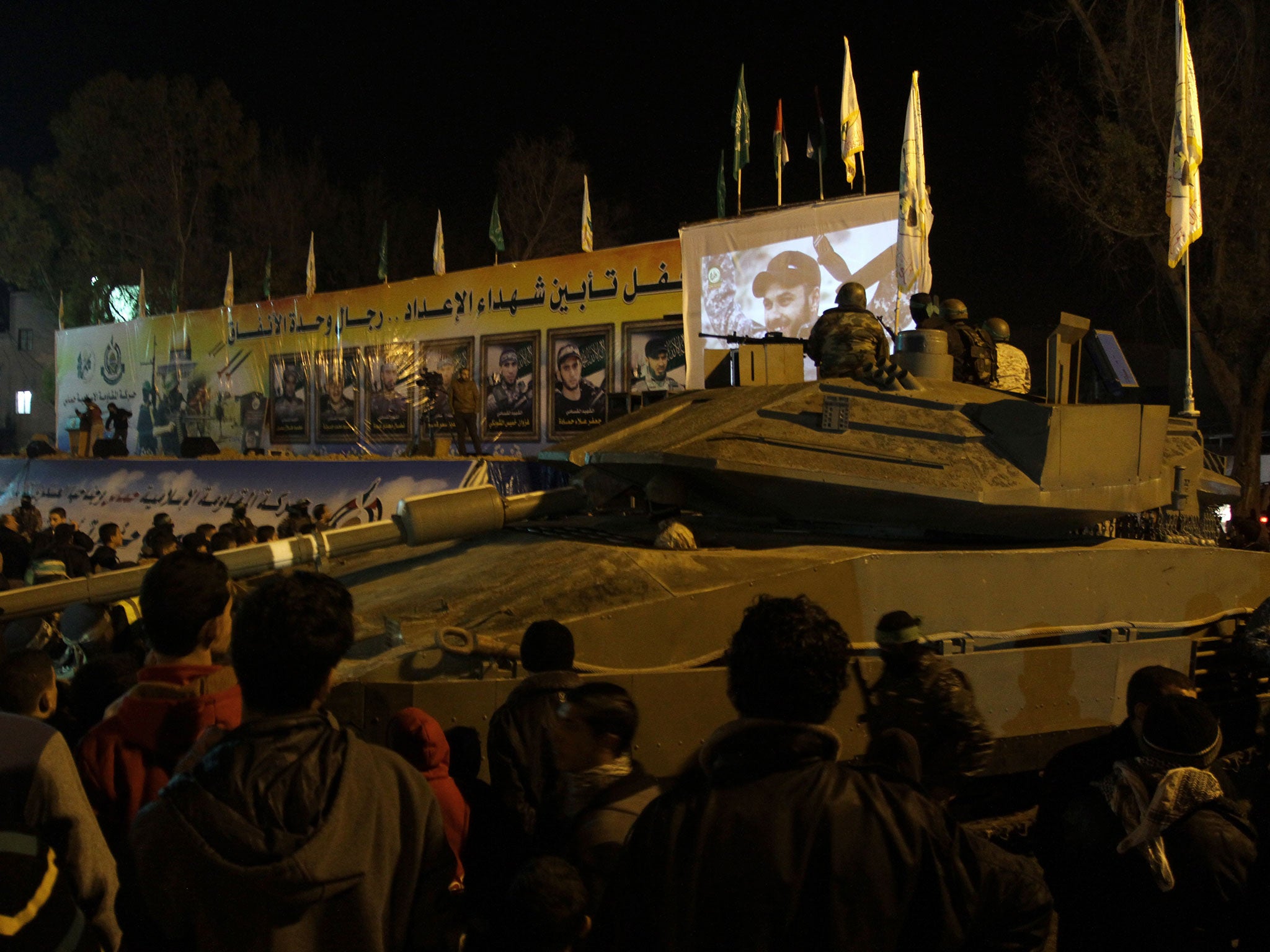 A vehicle at a parade in Gaza City organised by the Al-Qassam Brigades on 31 January