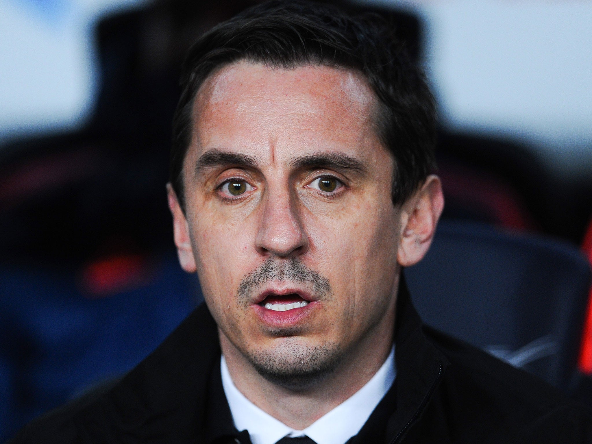 Gary Neville watches Valencia against Barcelona