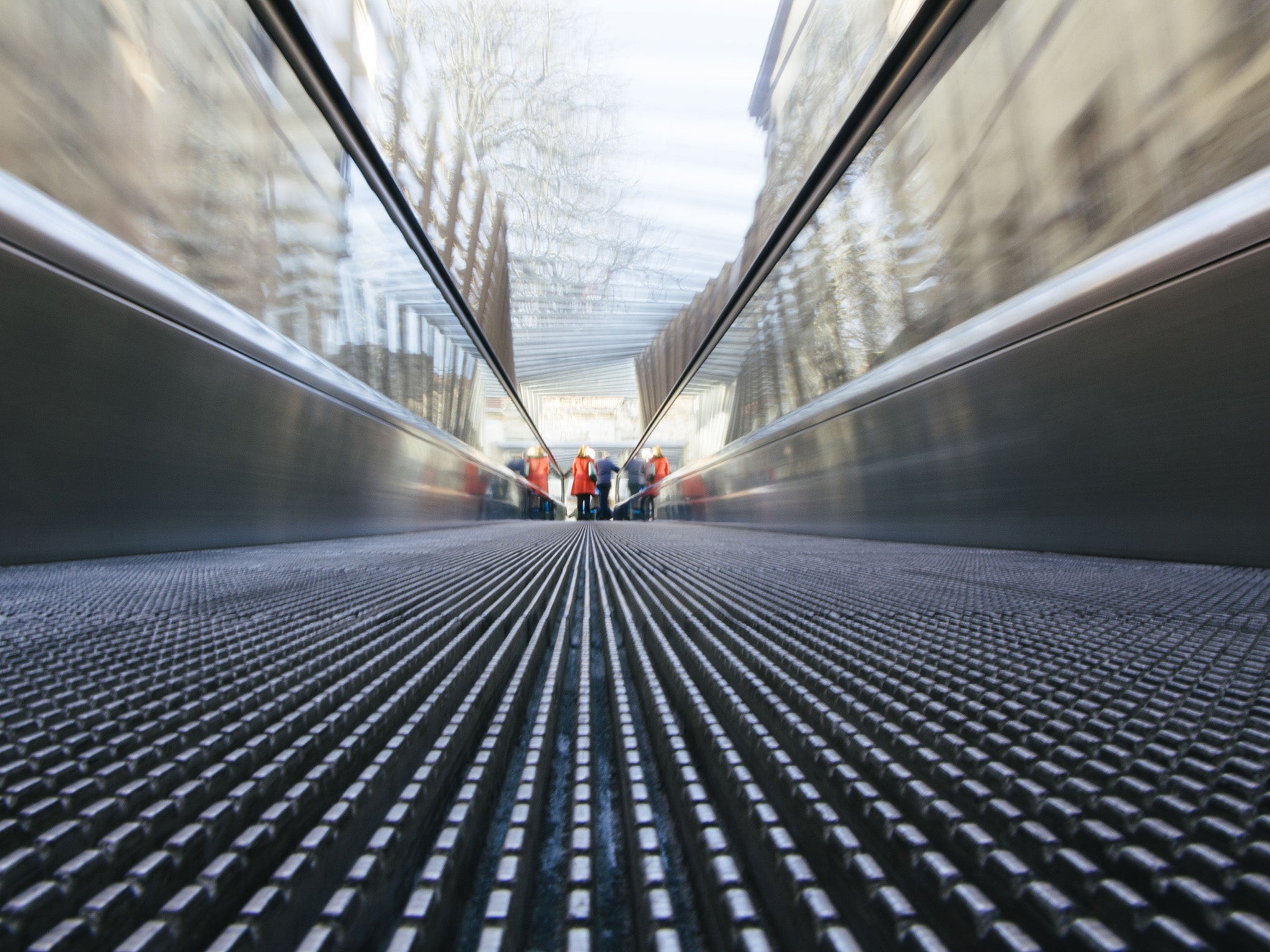 The little girl had to be rescued from the travelator by the emergency services