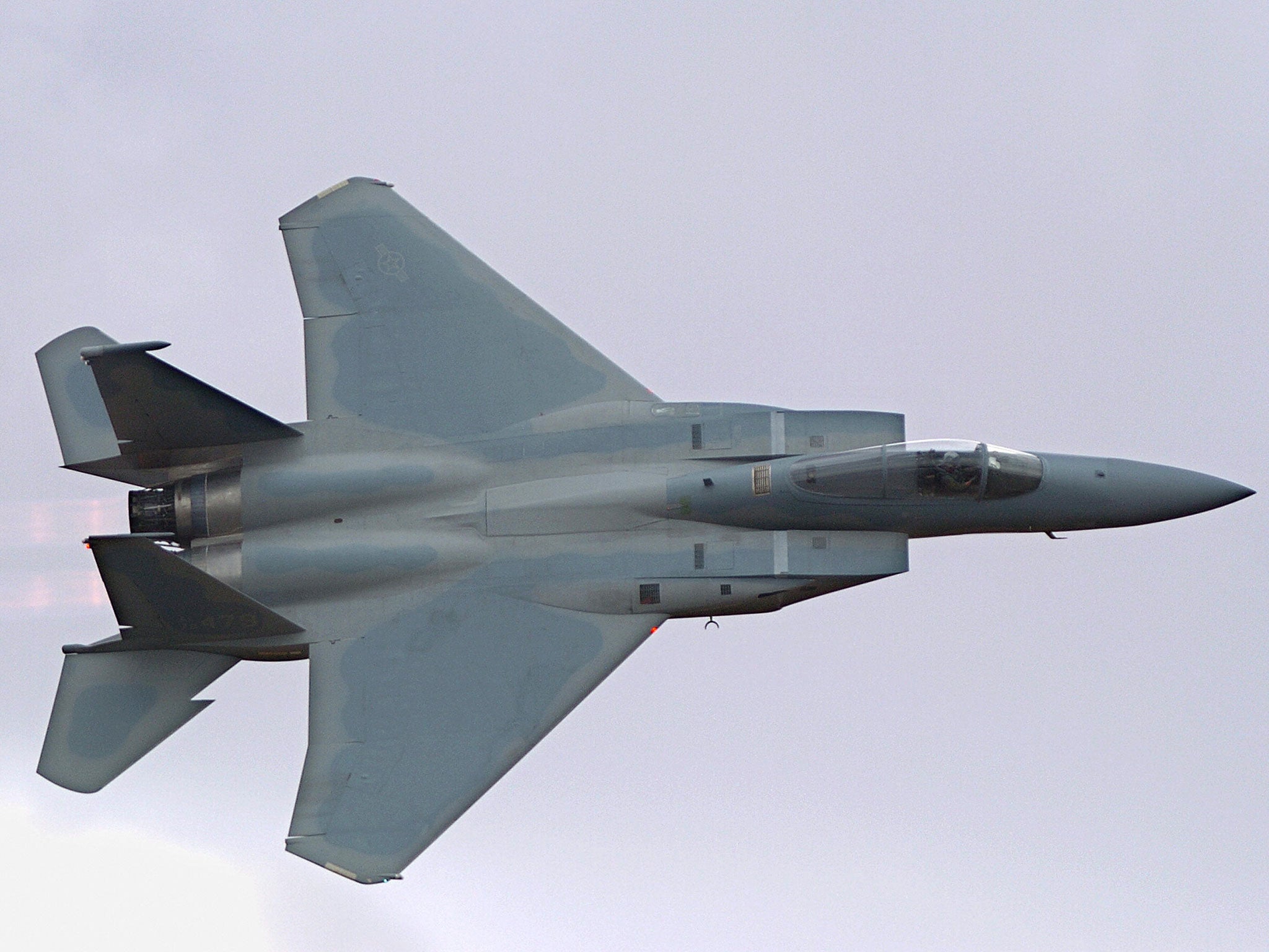 The F-15 eagle can fly at nearly 2000 mph and reach 12 miles above the Earth