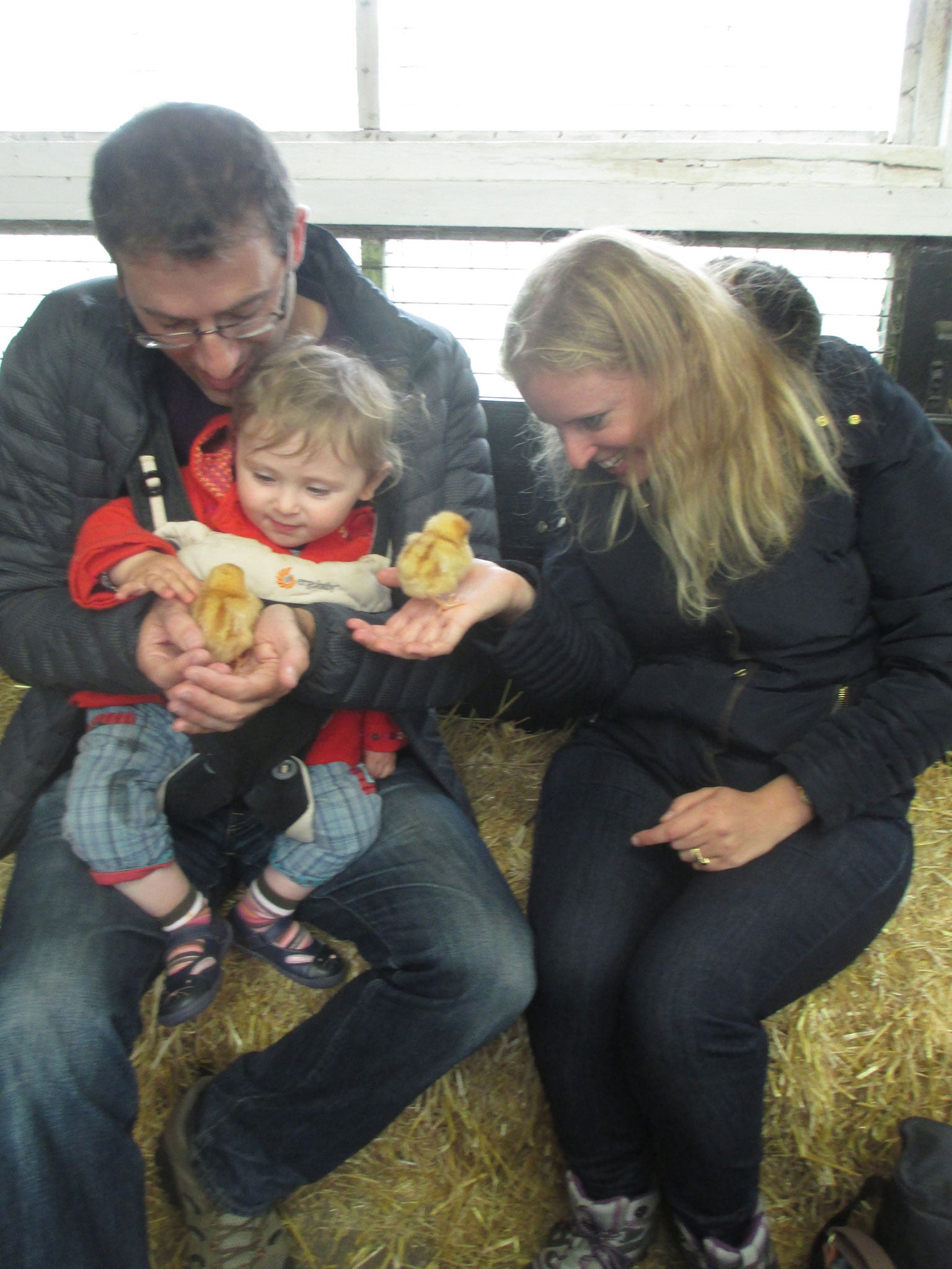 The writer with his wife and their daughter at Longdown Activity Farm