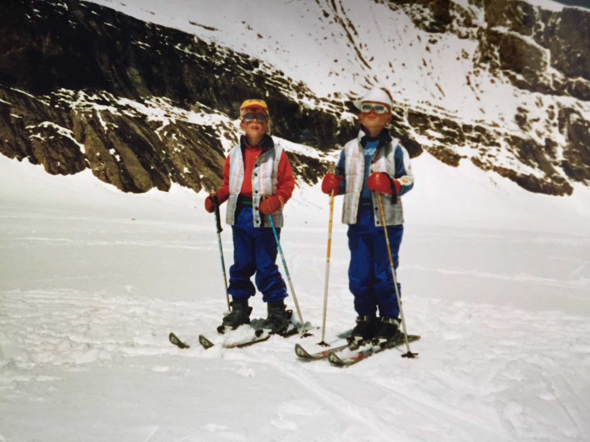 Simon (on the left) aged eight with his brother Patrick