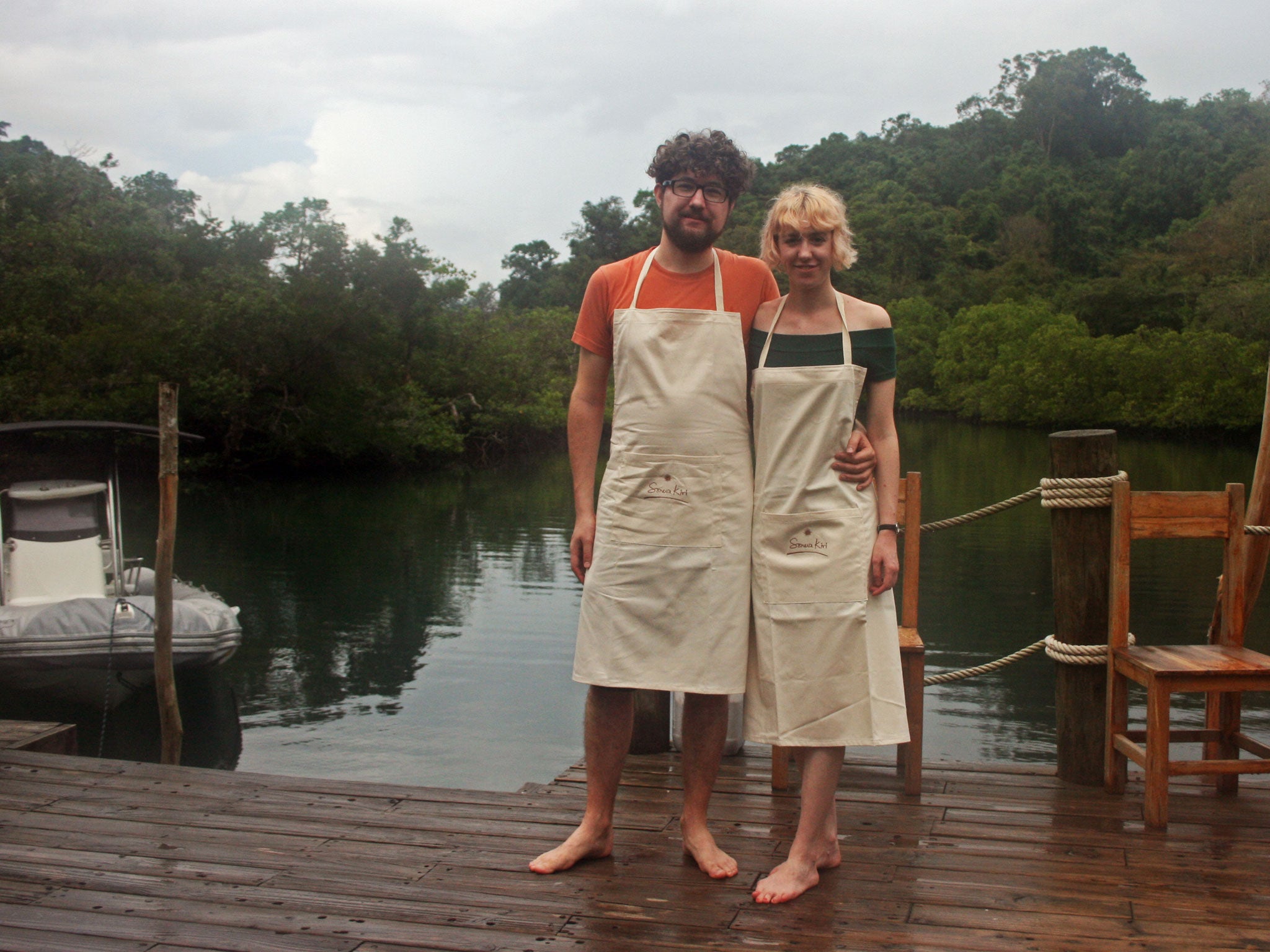 Holly and her boyfriend Sam get ready for their cookery lesson