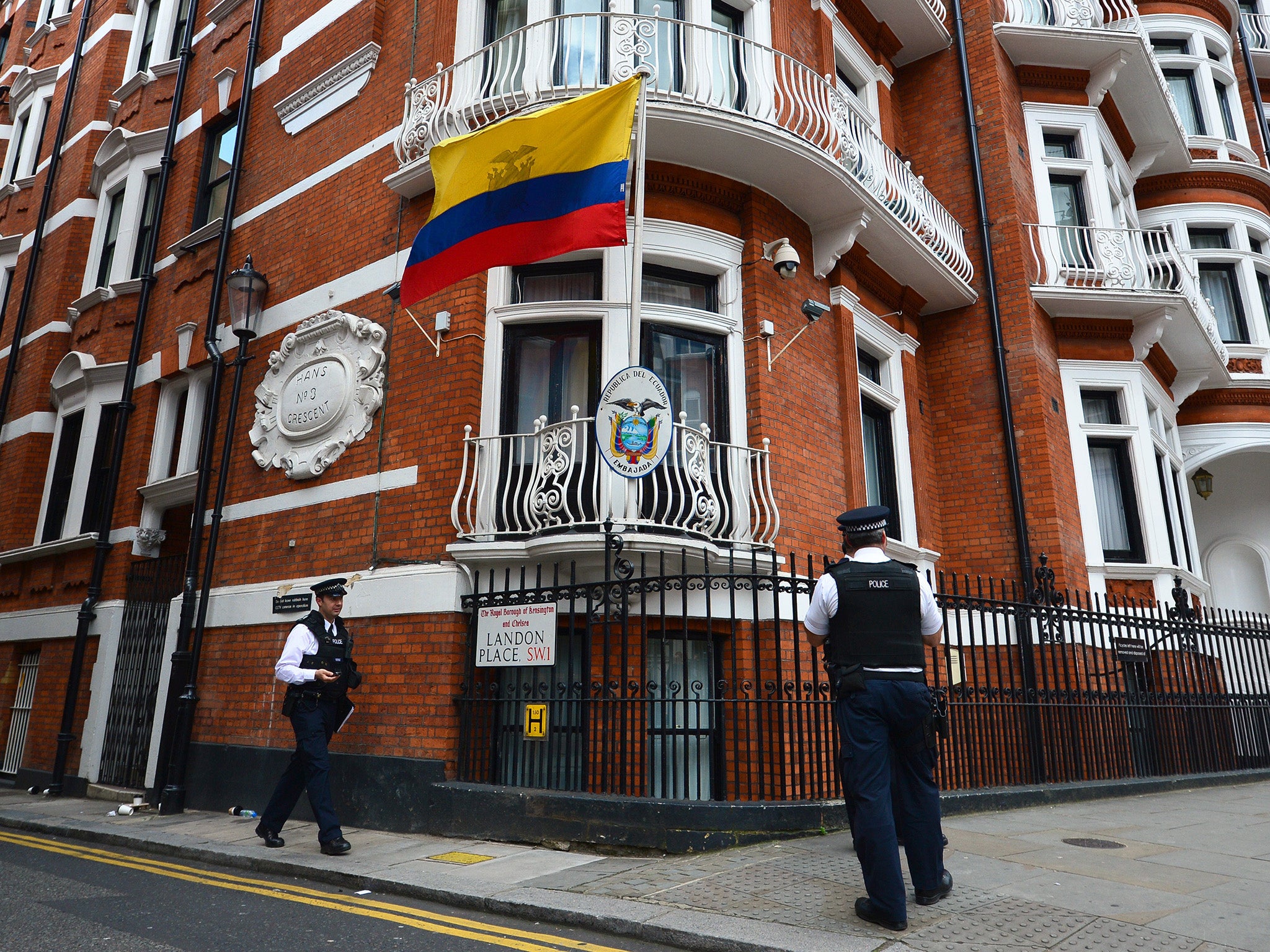 The Ecuadorian embassy where Mr Assange has lived since 2012