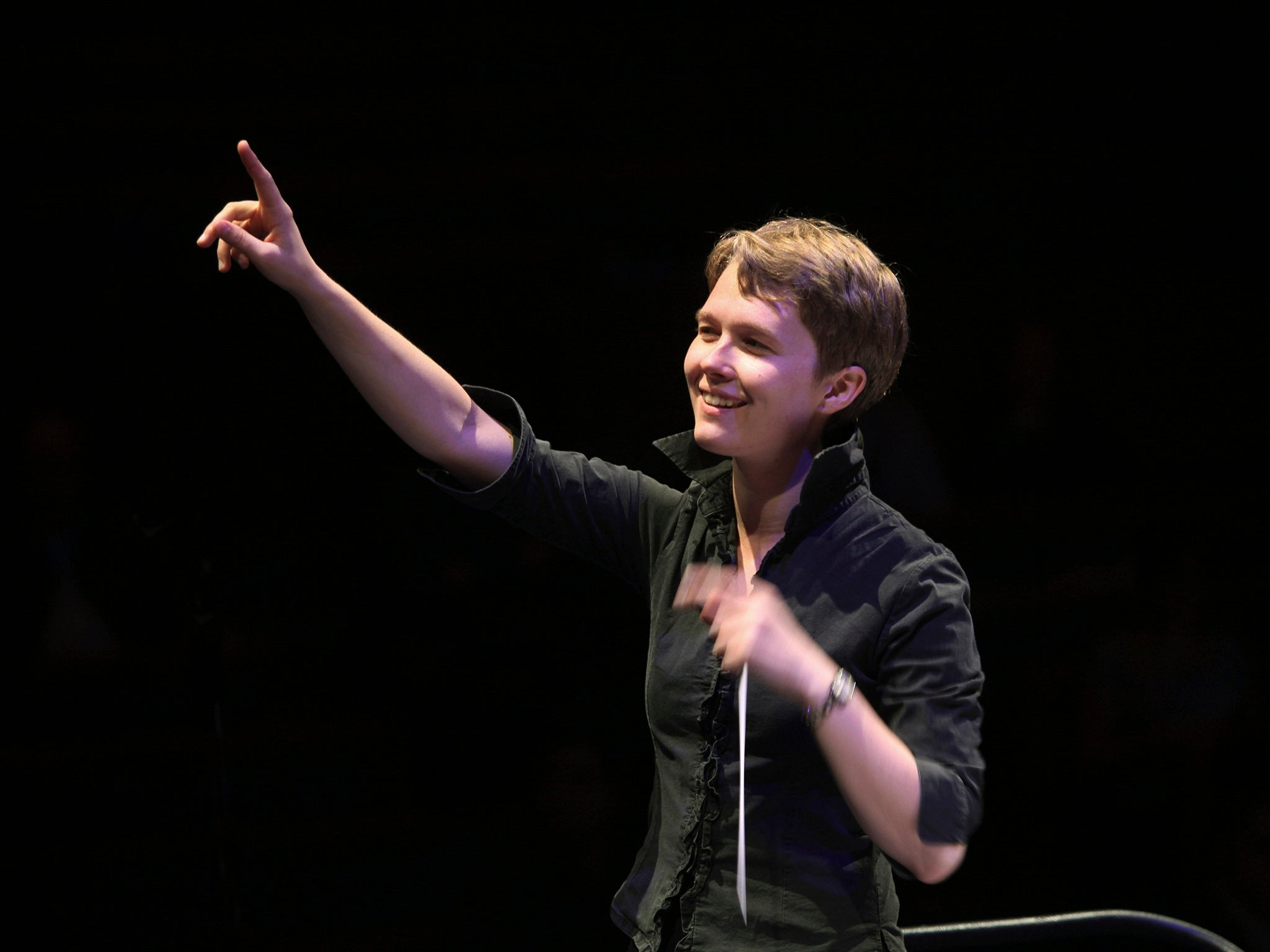 Mirga Grazinyte-Tyla conducting Gustav Mahler Youth Orchestra at Salzburg Festival 2012, Austria.