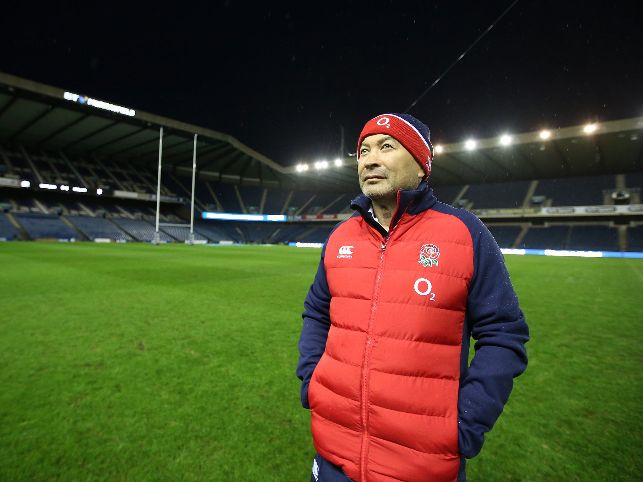 Eddie Jones, the England head coach, looks around the stadium on a pre match visity to Murrayfield Stadium on February 5, 2016 in Edinburgh, Scotland.