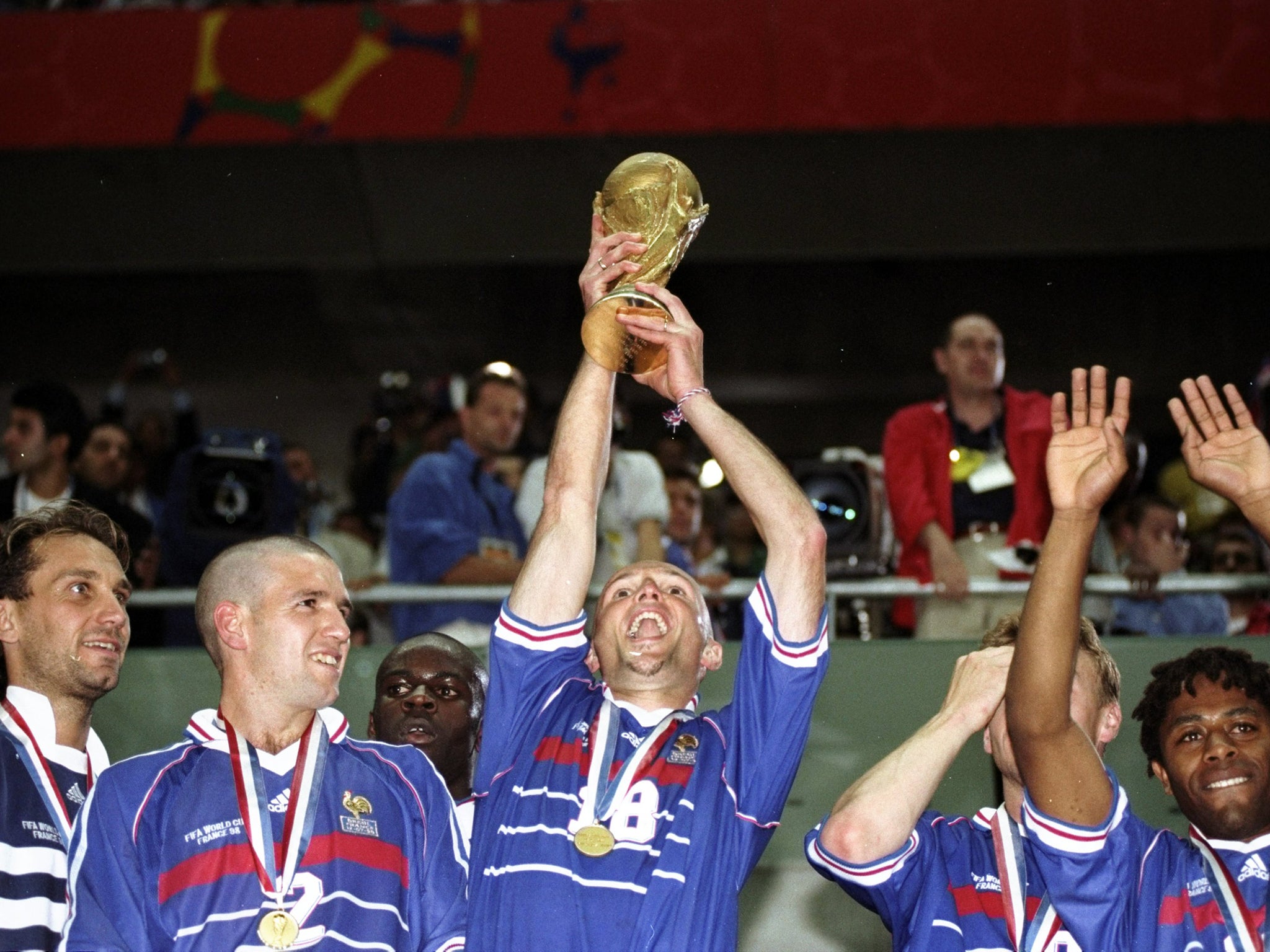 Frank Leboeuf winning the 1998 World Cup with France - he also won Euro 2000