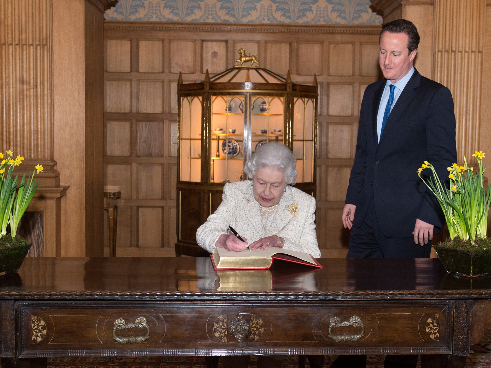 Queen Elizabeth II with David Cameron at the PM's residence, Chequers. By convention, the monarch avoids involvement in politics