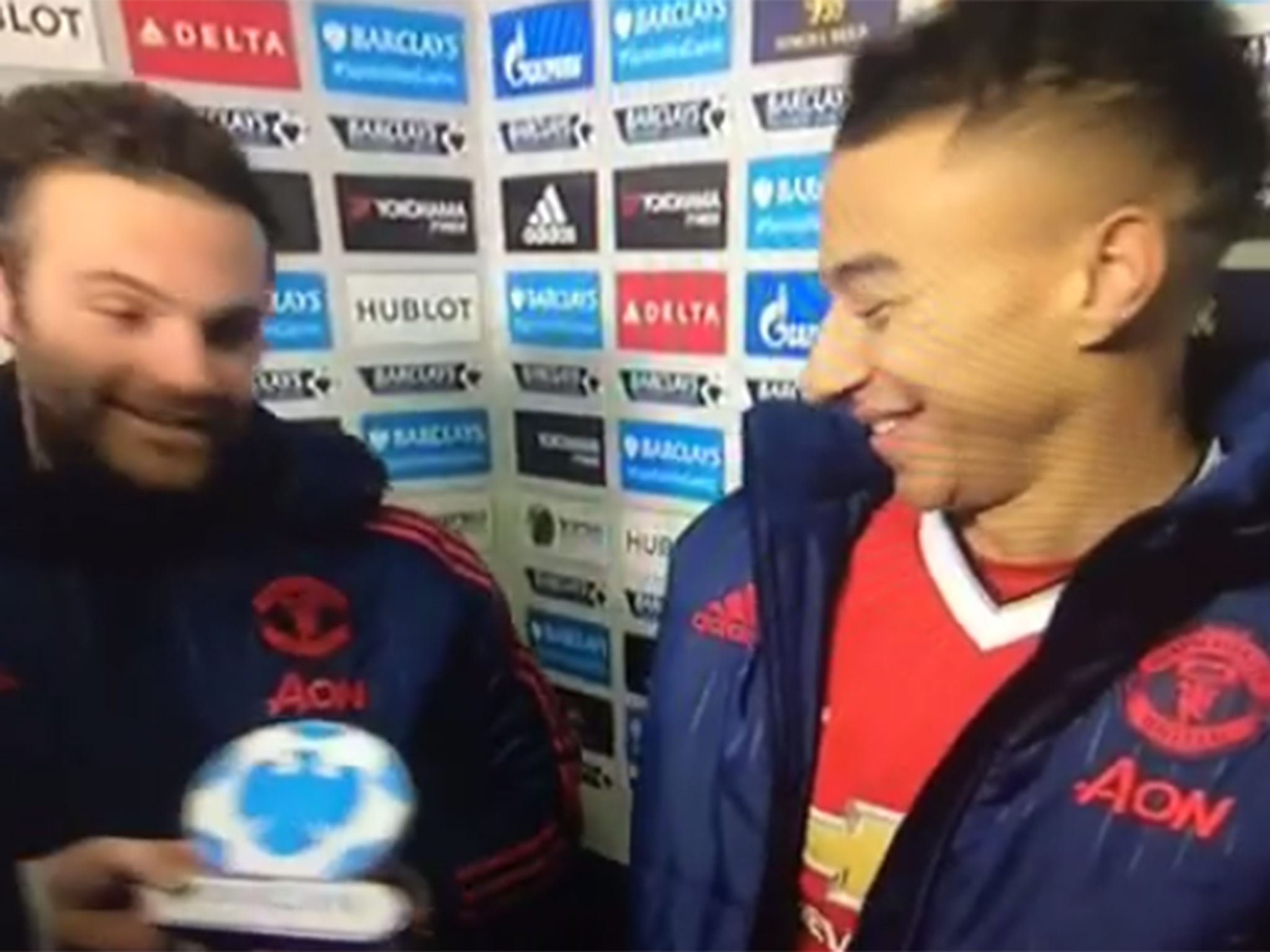 Juan Mata and Jesse Lingard after the match