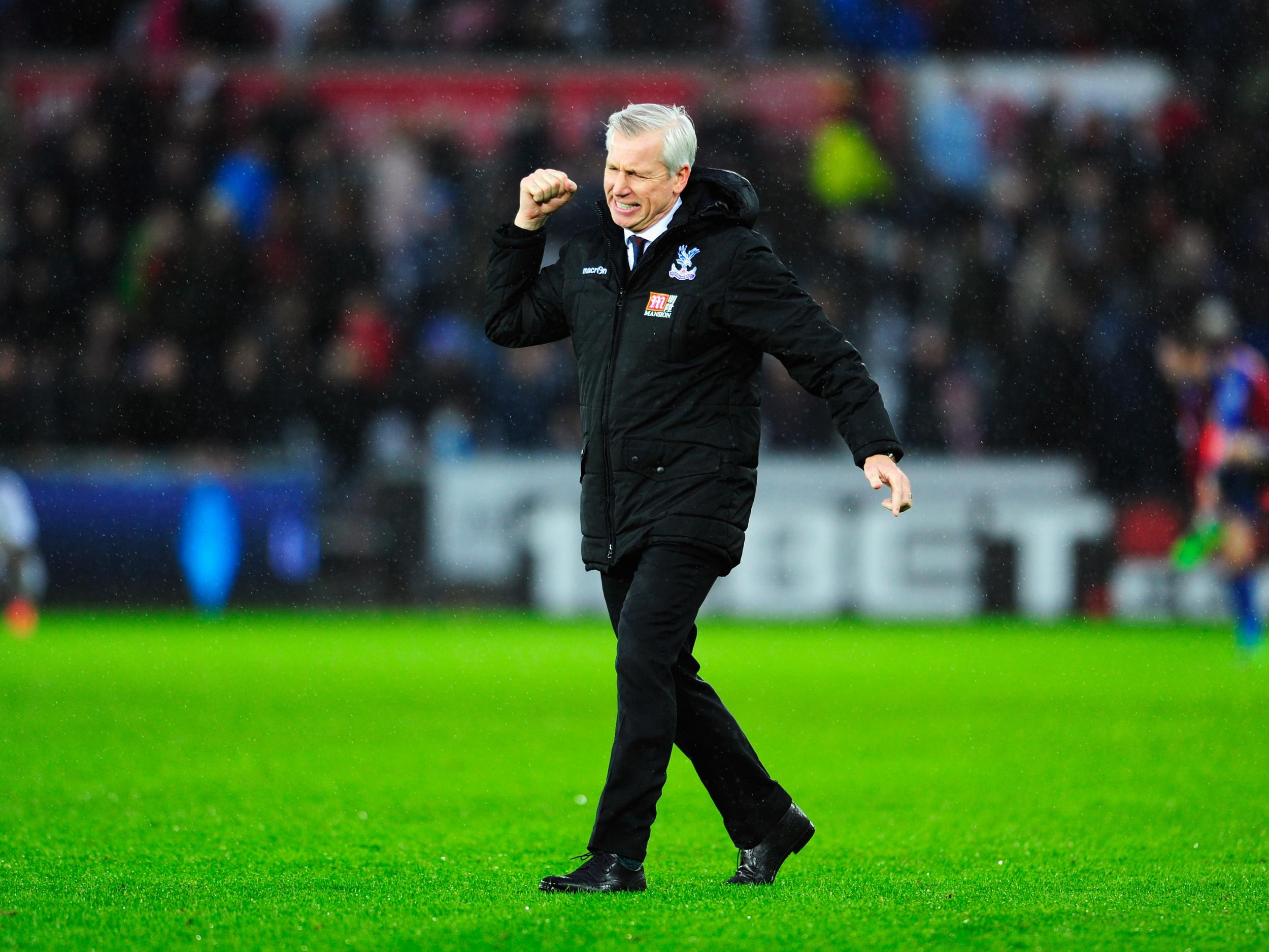 Alan Pardew punches the air