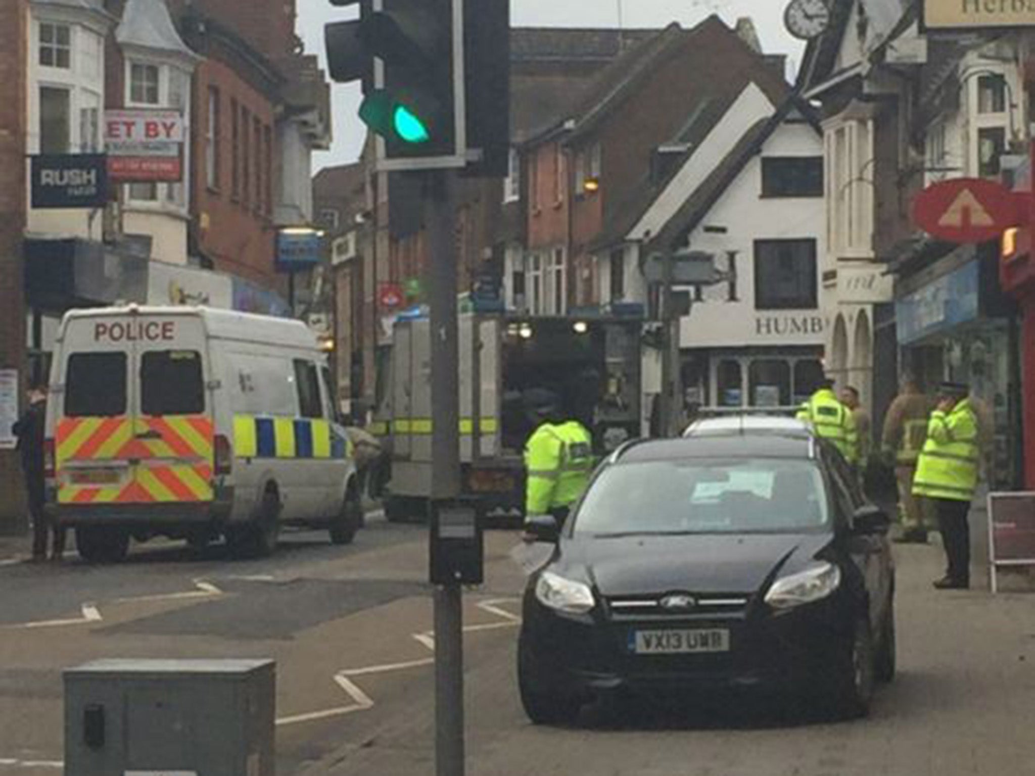 Police cordoned off the area around the Santander in Sevenoaks