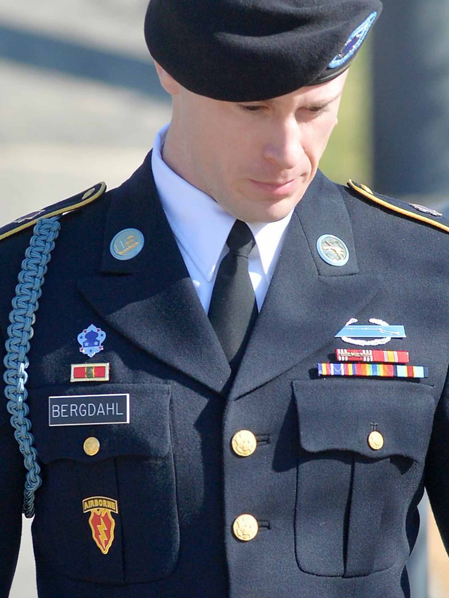 Bowe Bergdahl arriving at the pretrial hearing last month at Fort Bragg, North Carolina