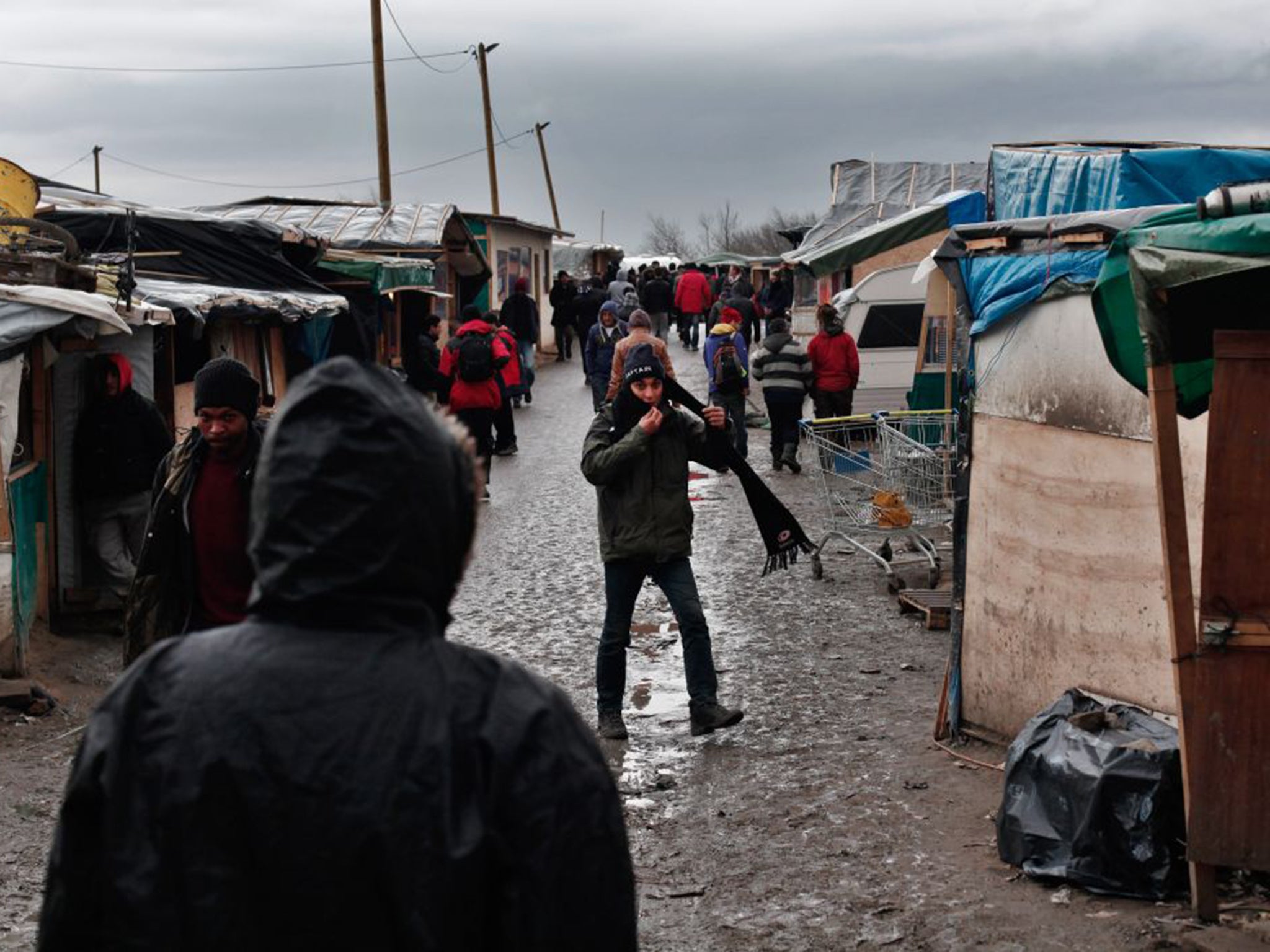 &#13;
Migrants in Calais’ Jungle camp &#13;