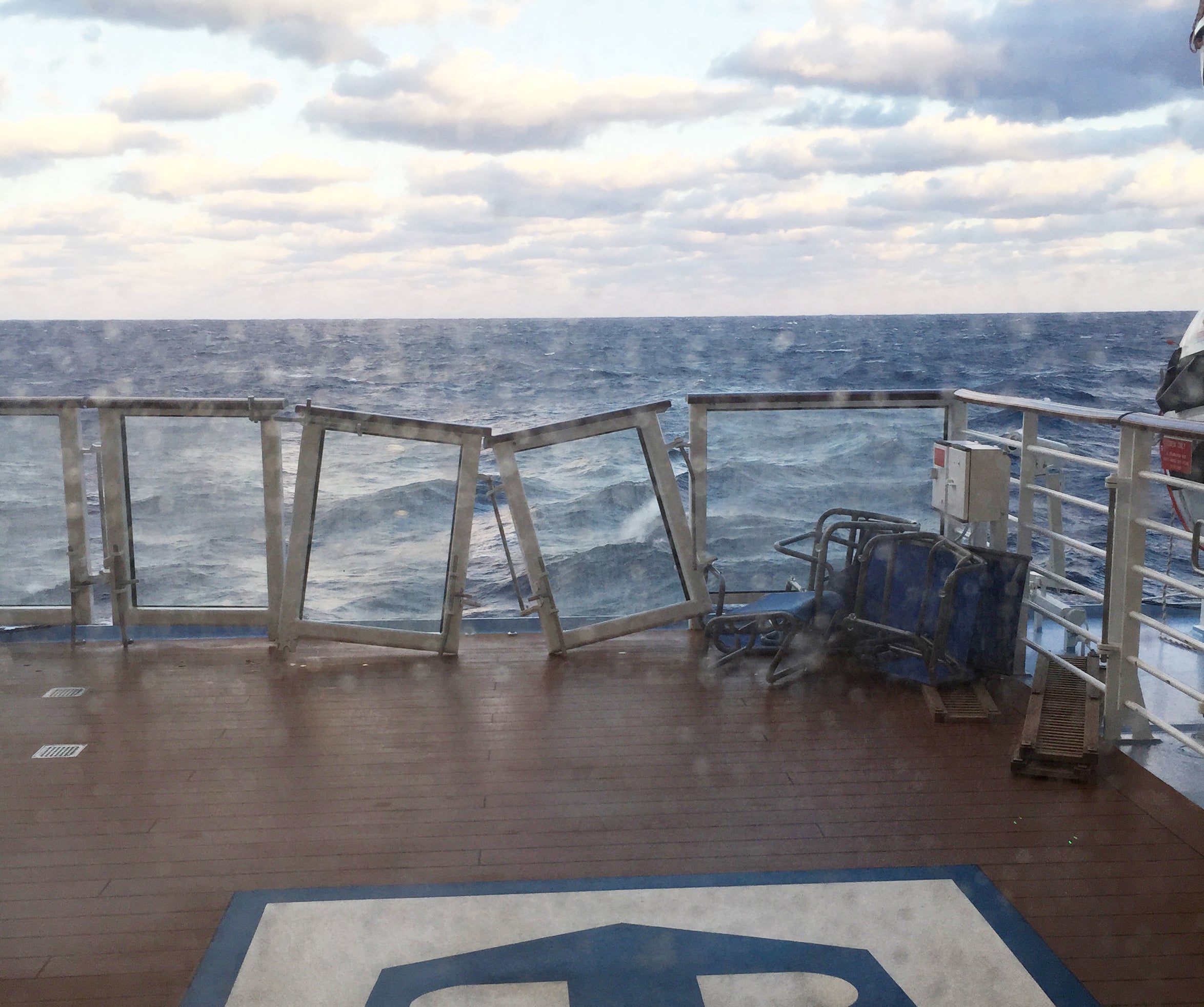 Damage to the railings on the Royal Caribbean cruise liner