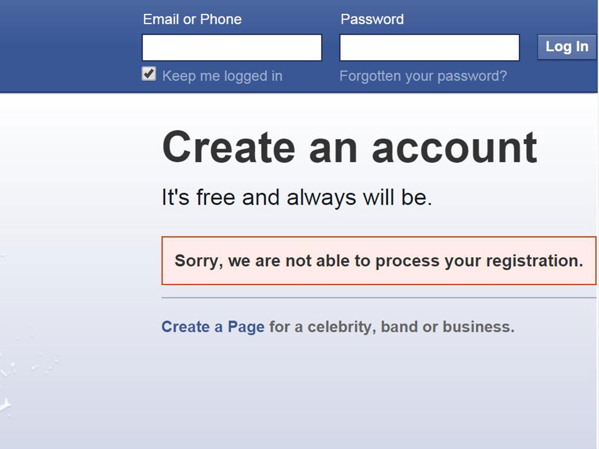 Anyone putting in a birth date indicating they are under 13 receives this message when trying to set up a Facebook account