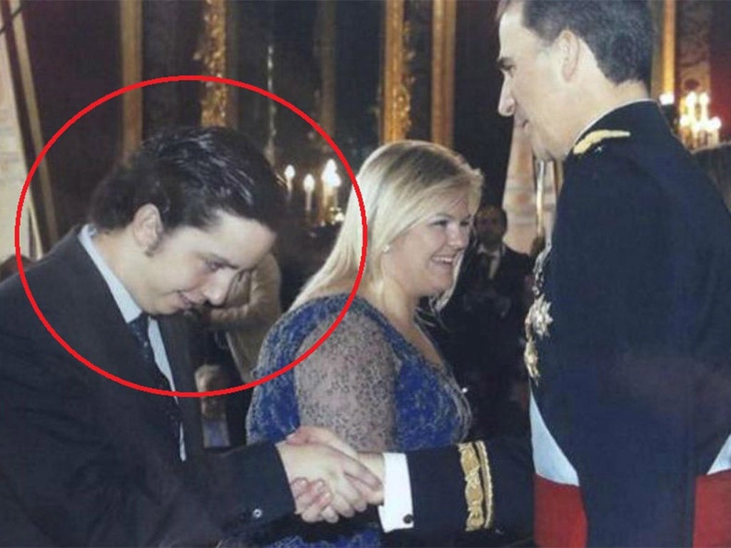 'Little Nicolas' shaking the hand of Felipe VI, at the Royal Palace in 2014