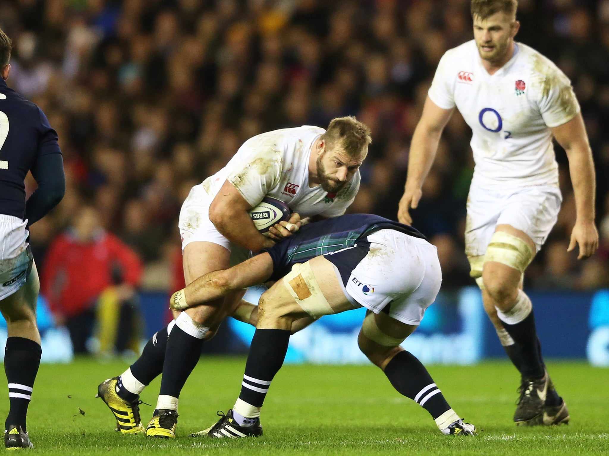 Loose-head prop Joe Marler is among the players looking over their shoulders