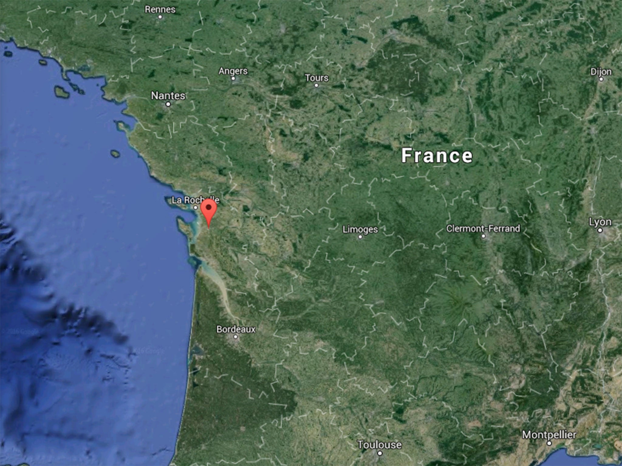 The incident took place near Rochefort, in western France (marked)