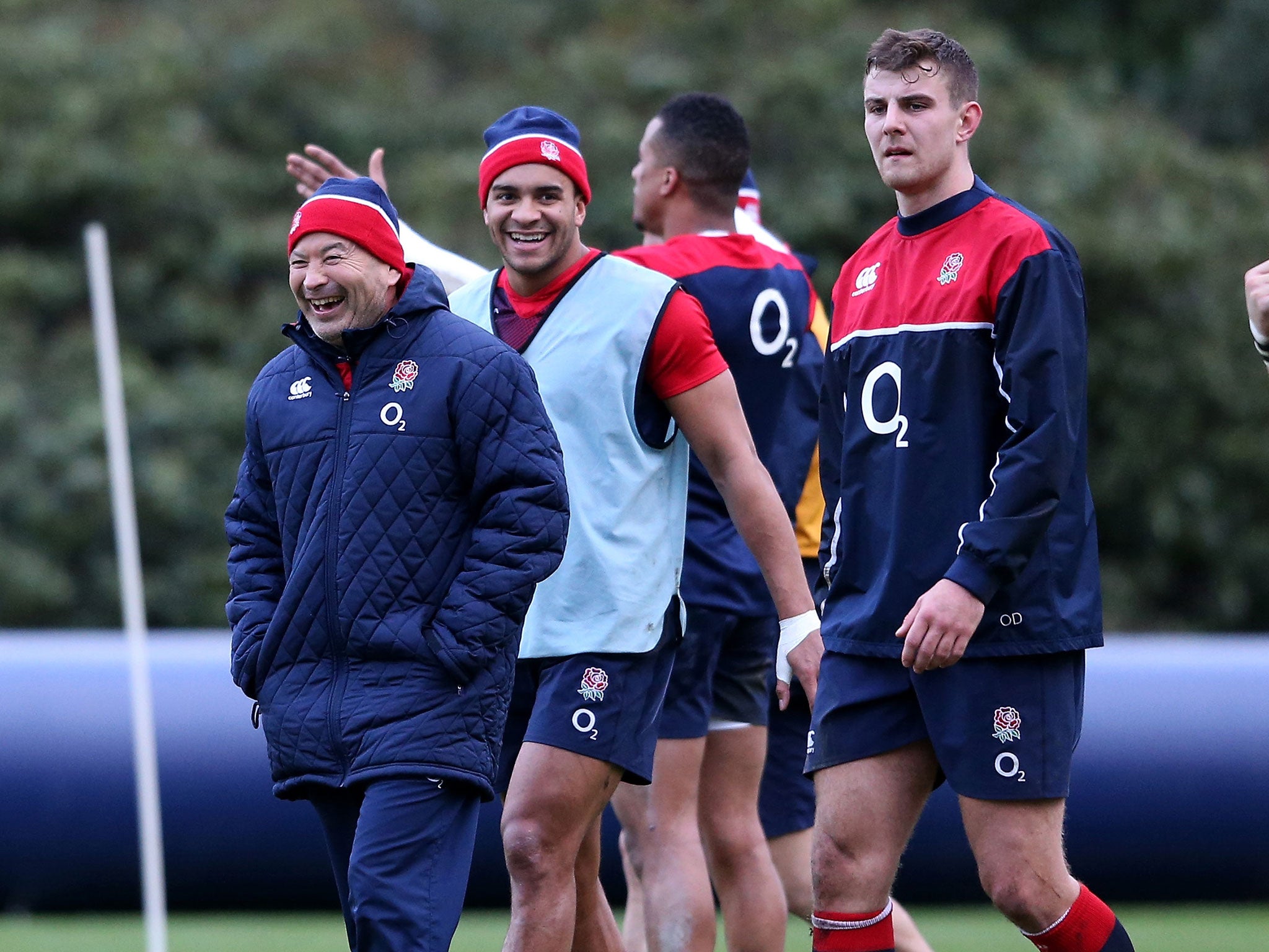 Eddie Jones with his England players