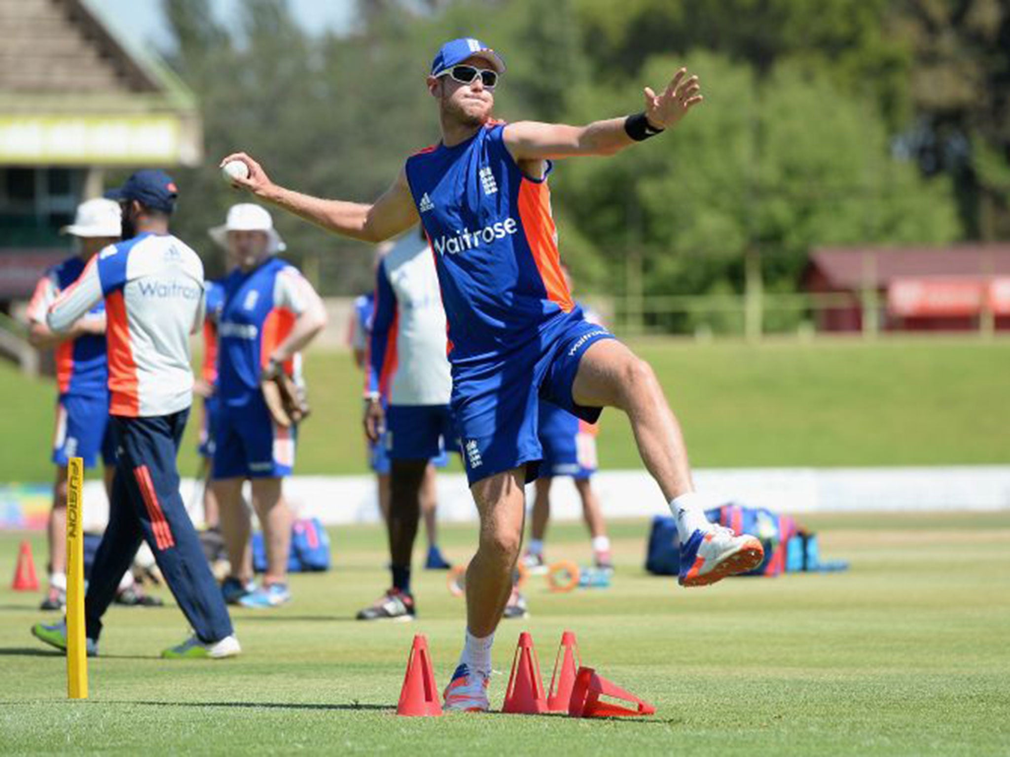 Stuart Broad during England nets in Bloemfontein